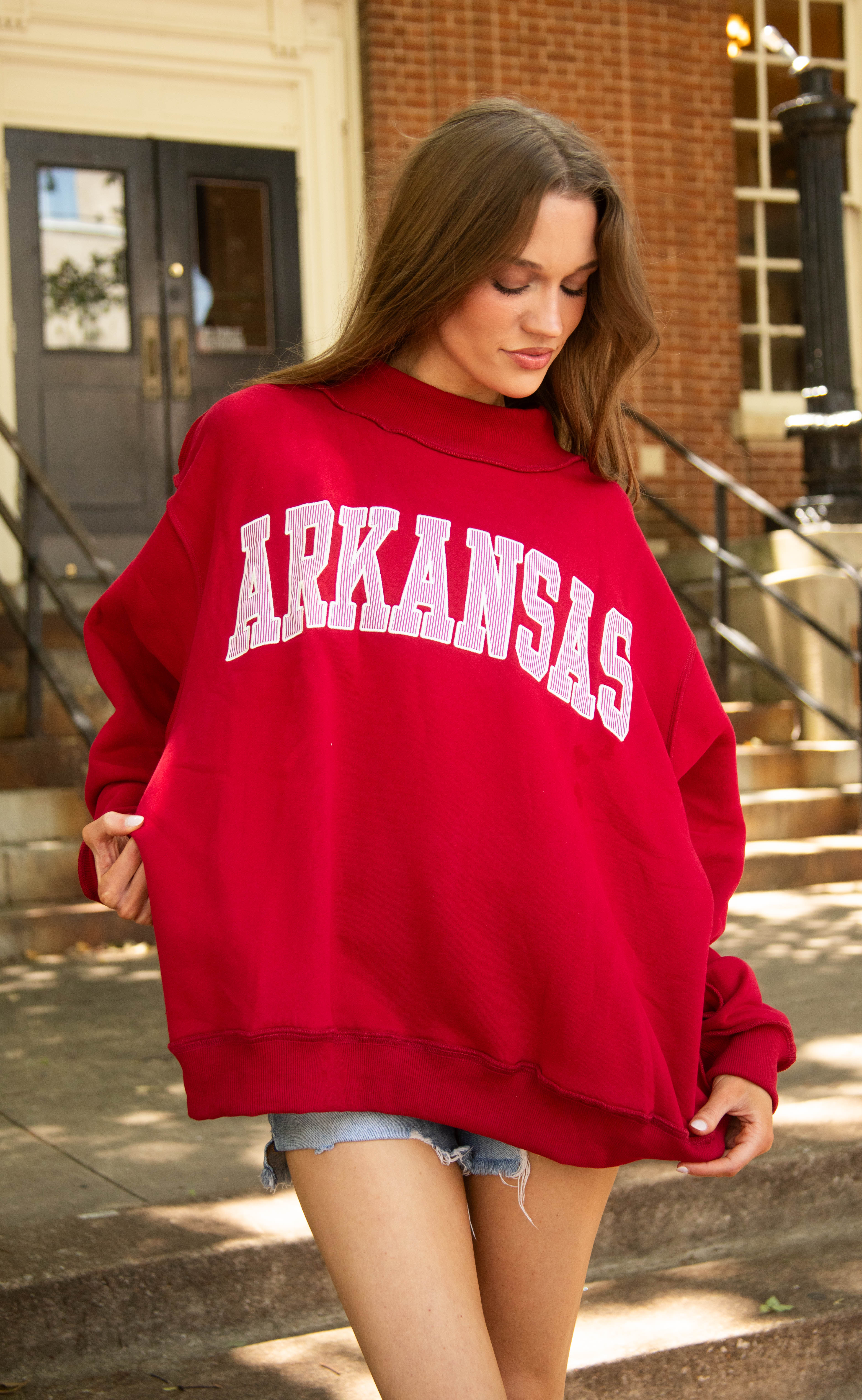 arkansas crimson embroidered mock neck - Image 2