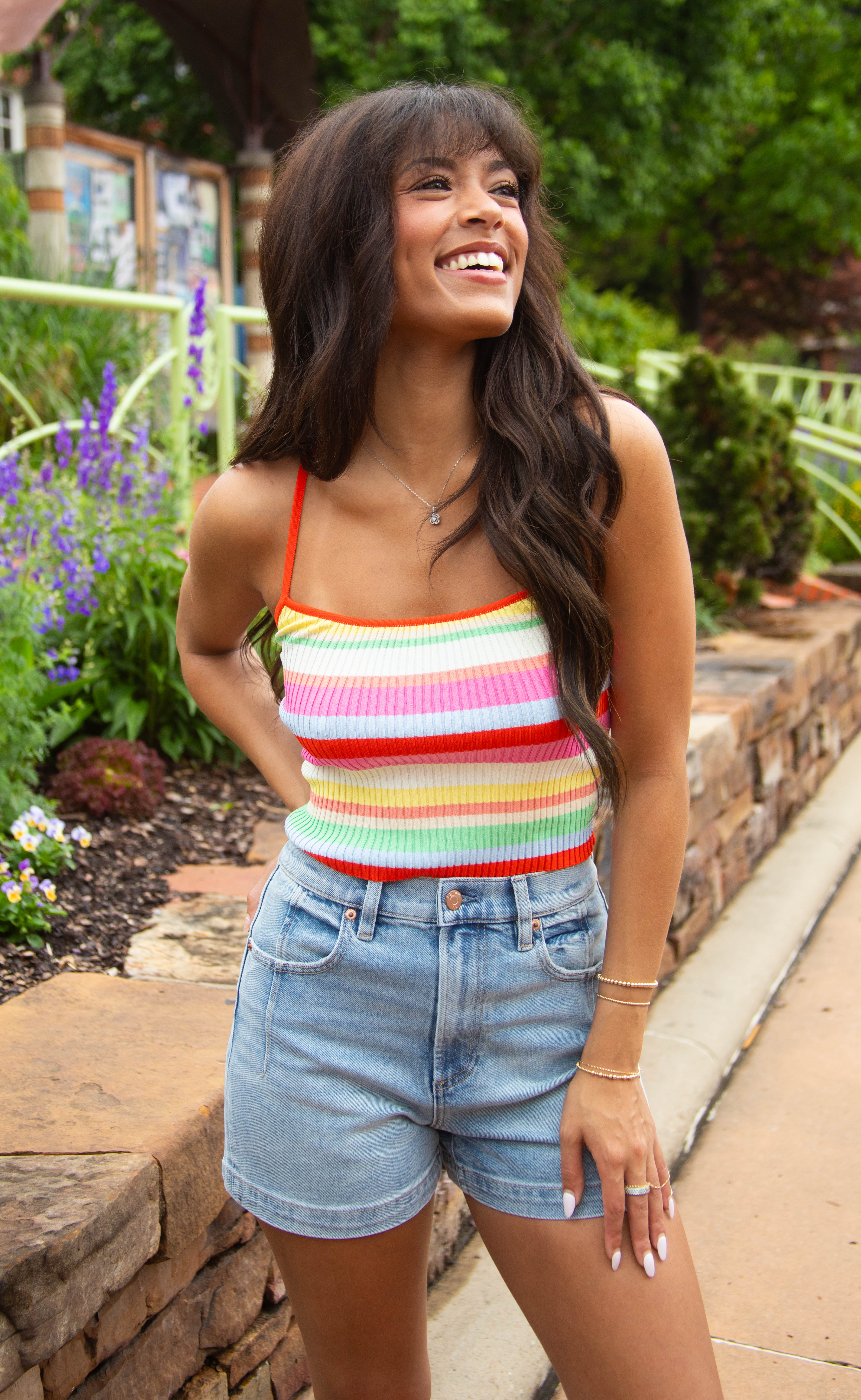 be bold striped knit tank - orange - Image 2