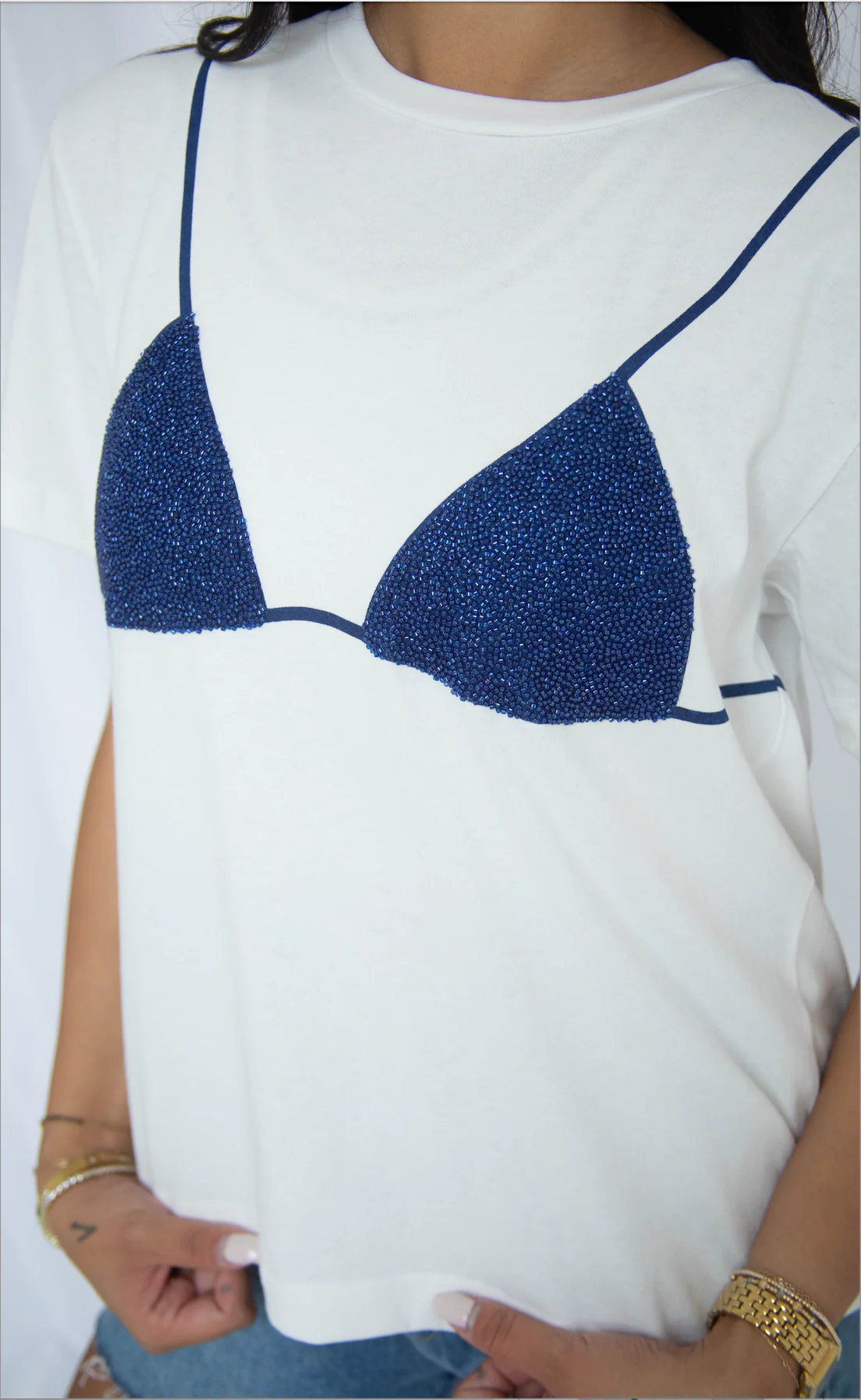 beaded bikini tee - blue - Image 2