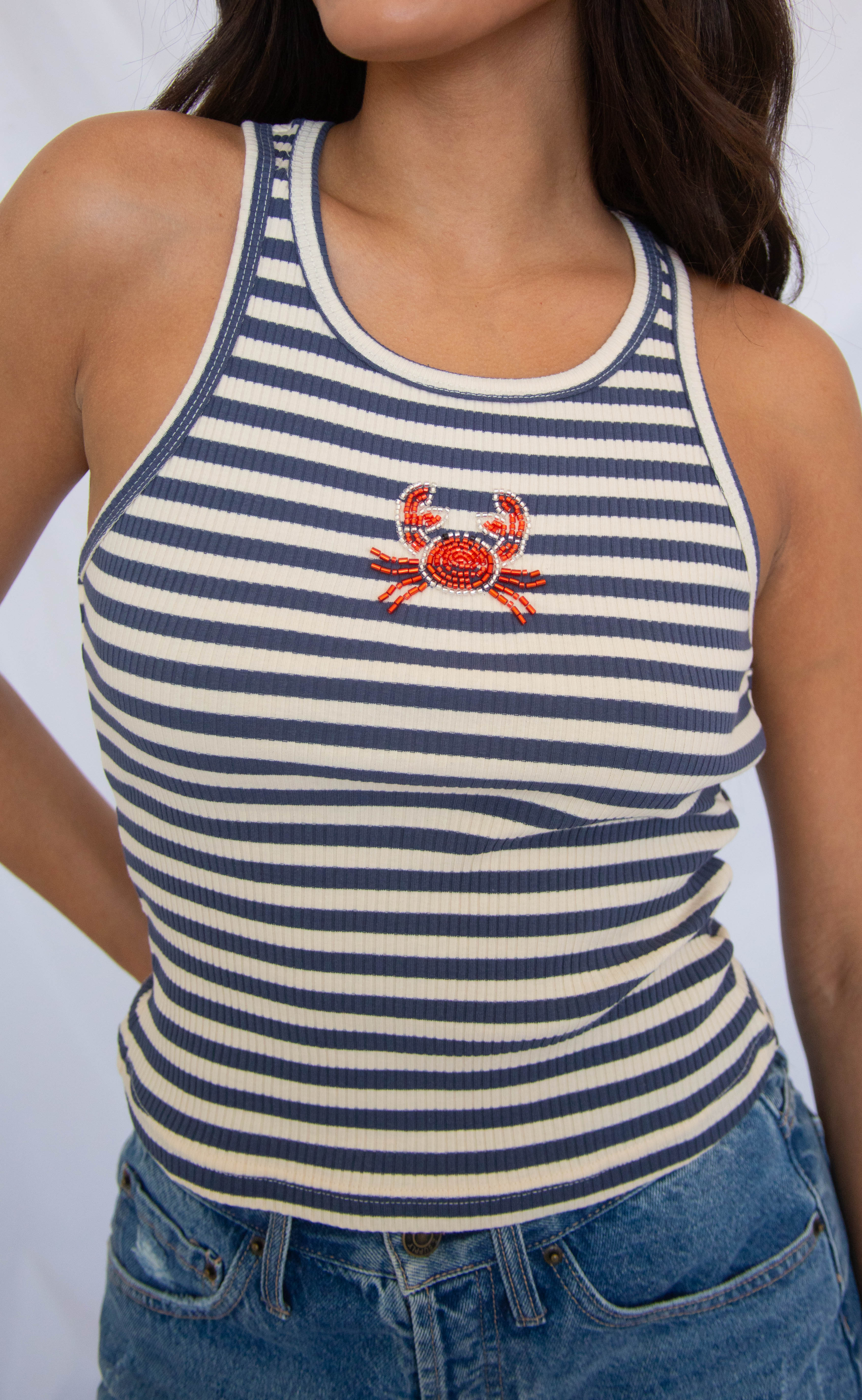 beaded crab striped tank - Image 2