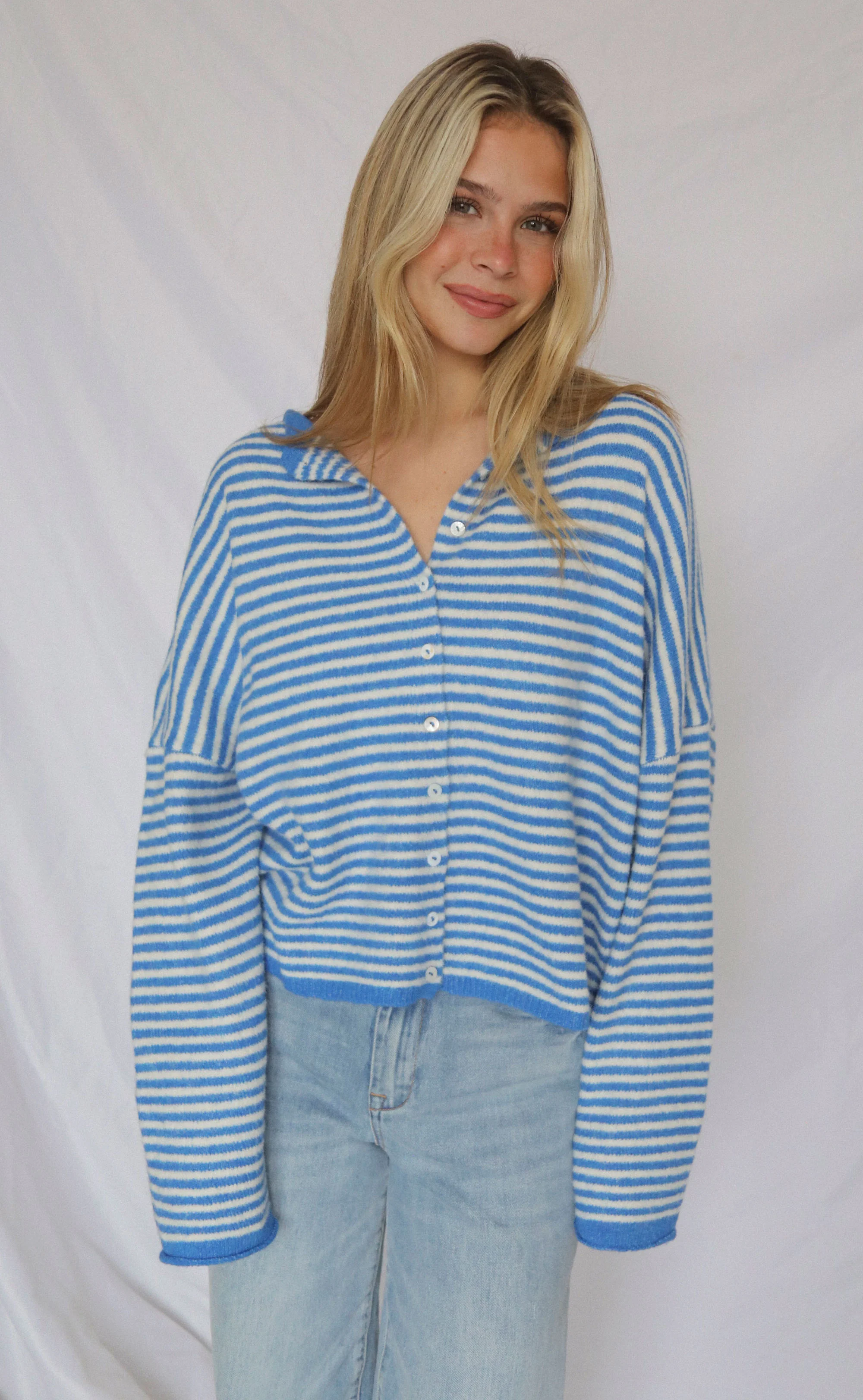 beat of your heart cardigan - blue stripe - Image 2