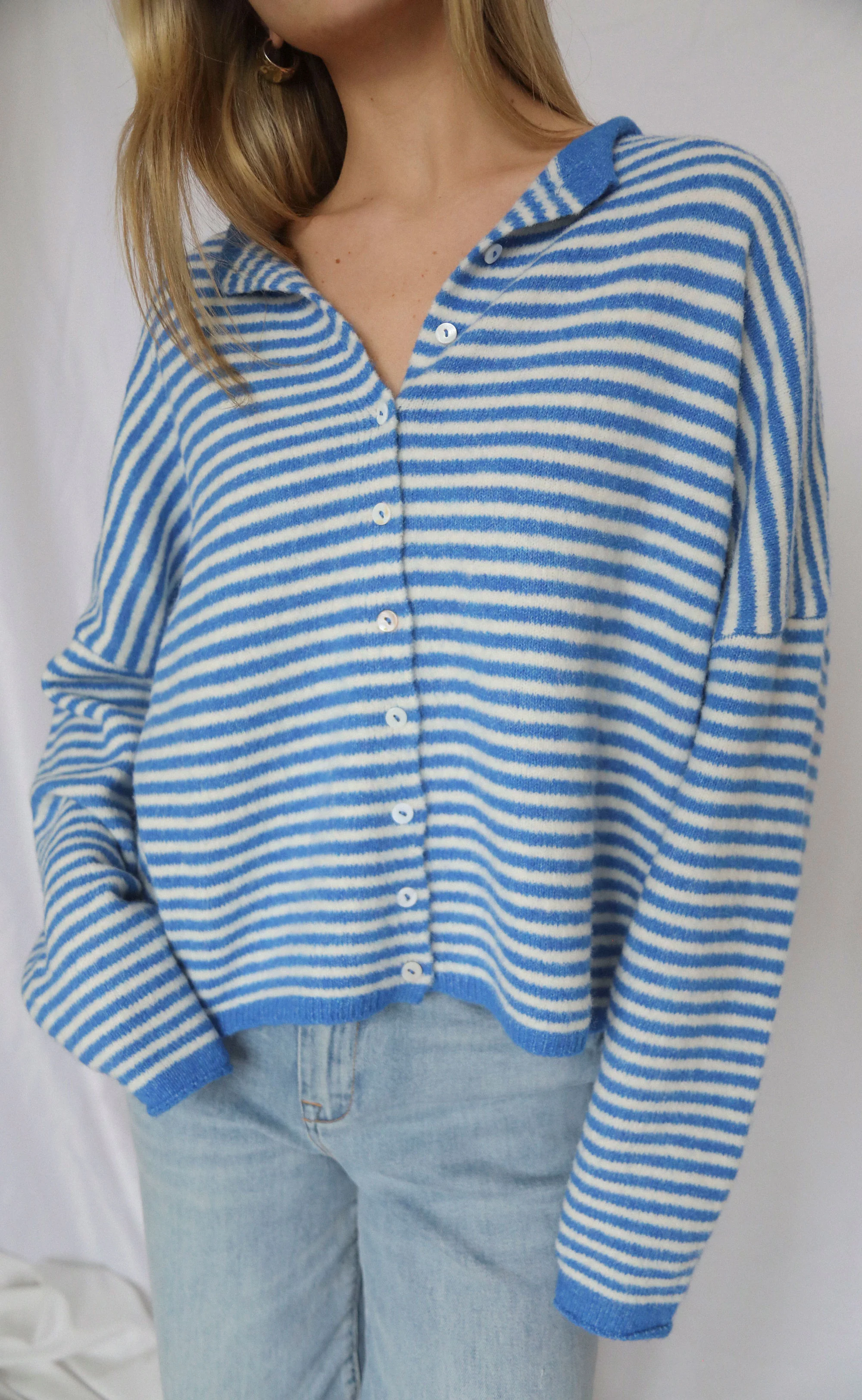 beat of your heart cardigan - blue stripe - Image 3