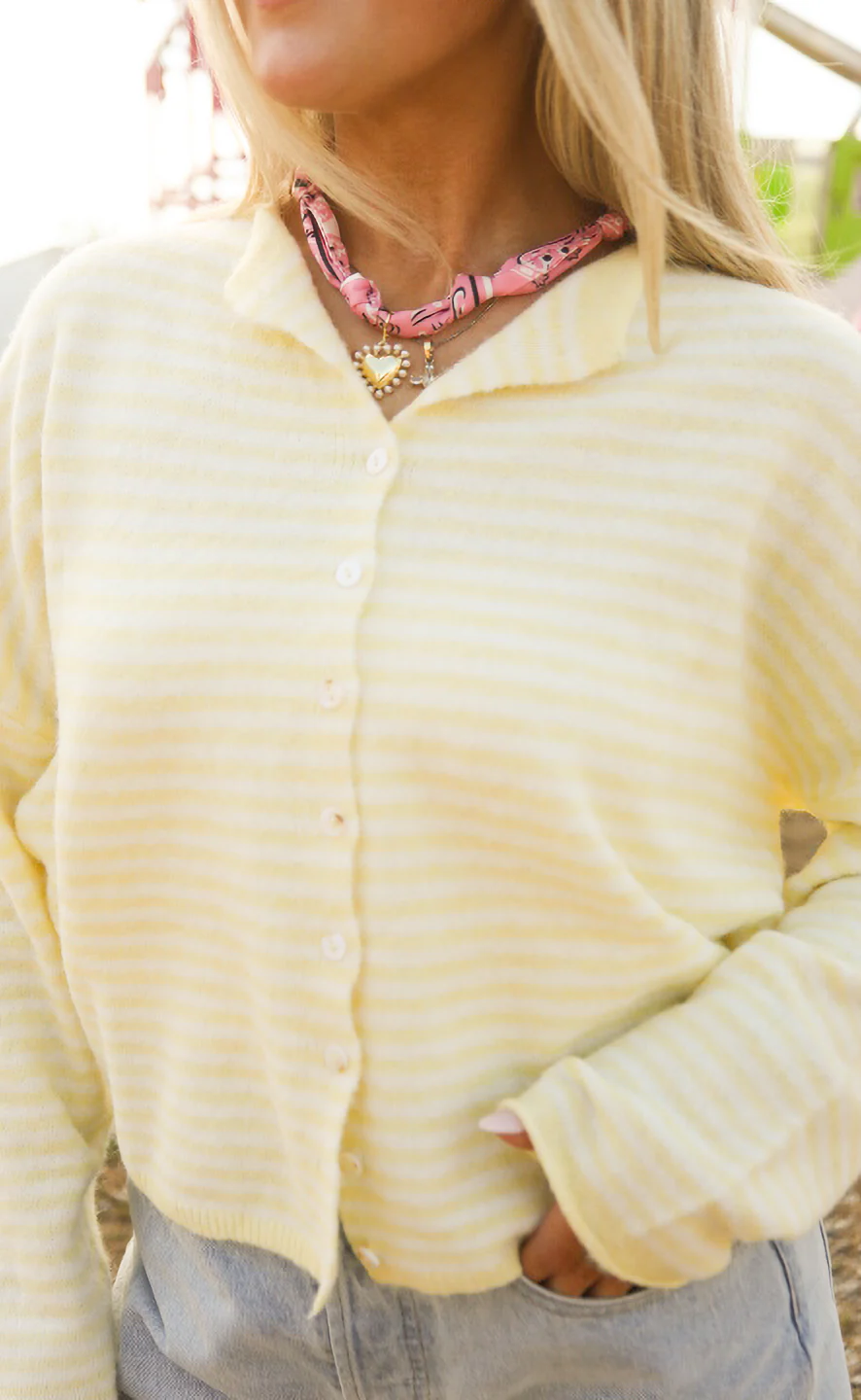beat of your heart cardigan - butter stripe - Image 2