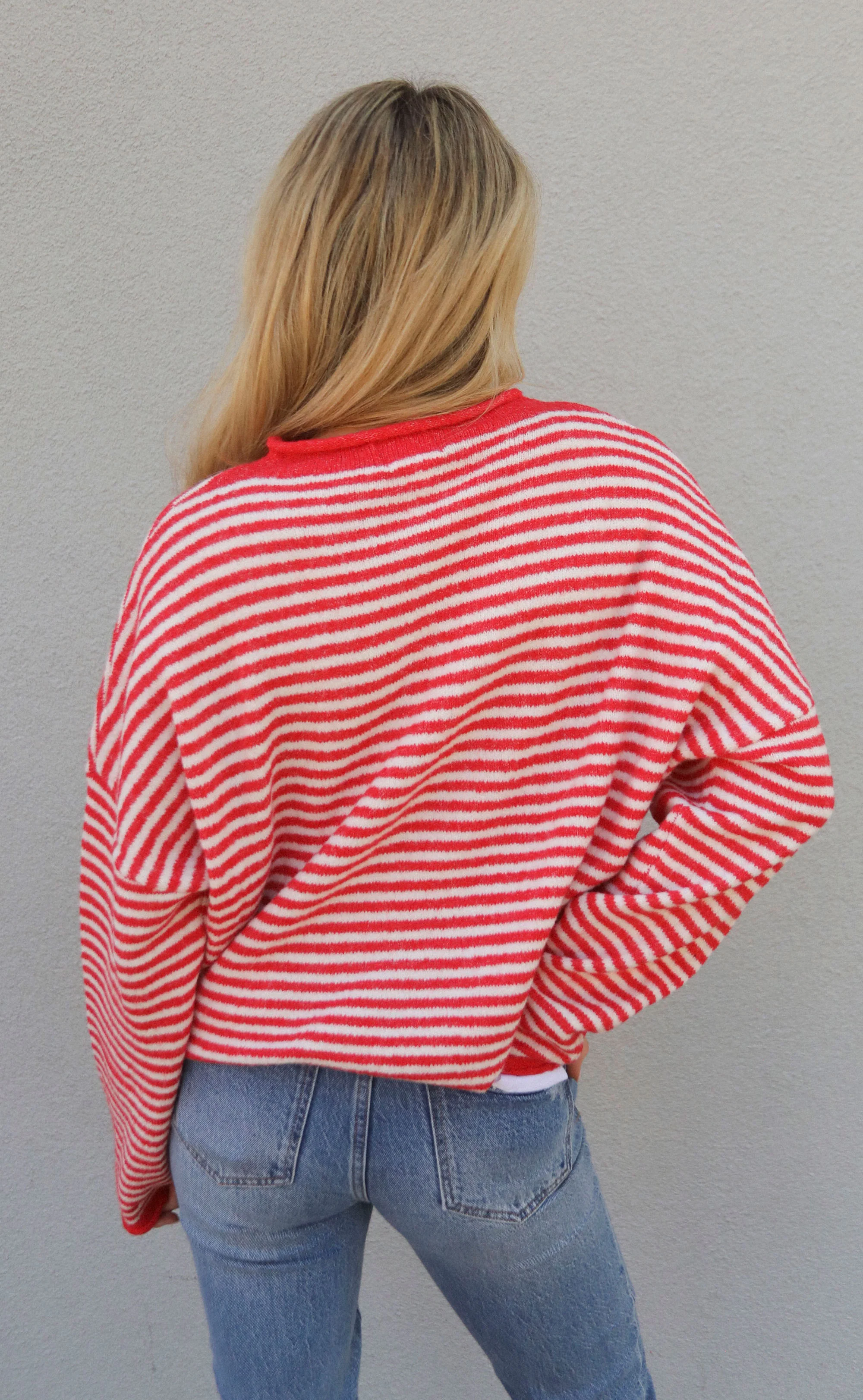 beat of your heart cardigan - red/cream - Image 2
