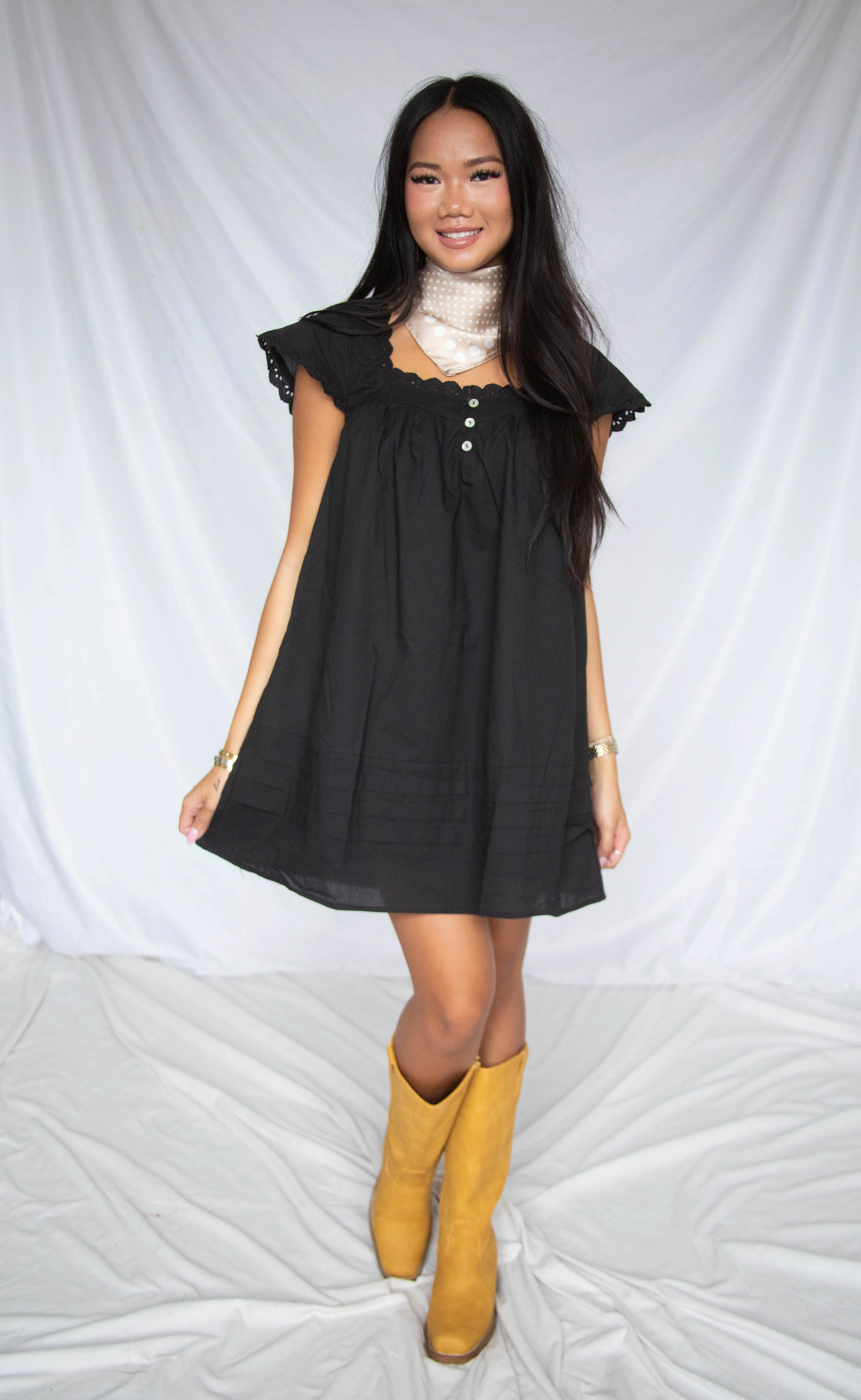 blank page cotton eyelet mini dress