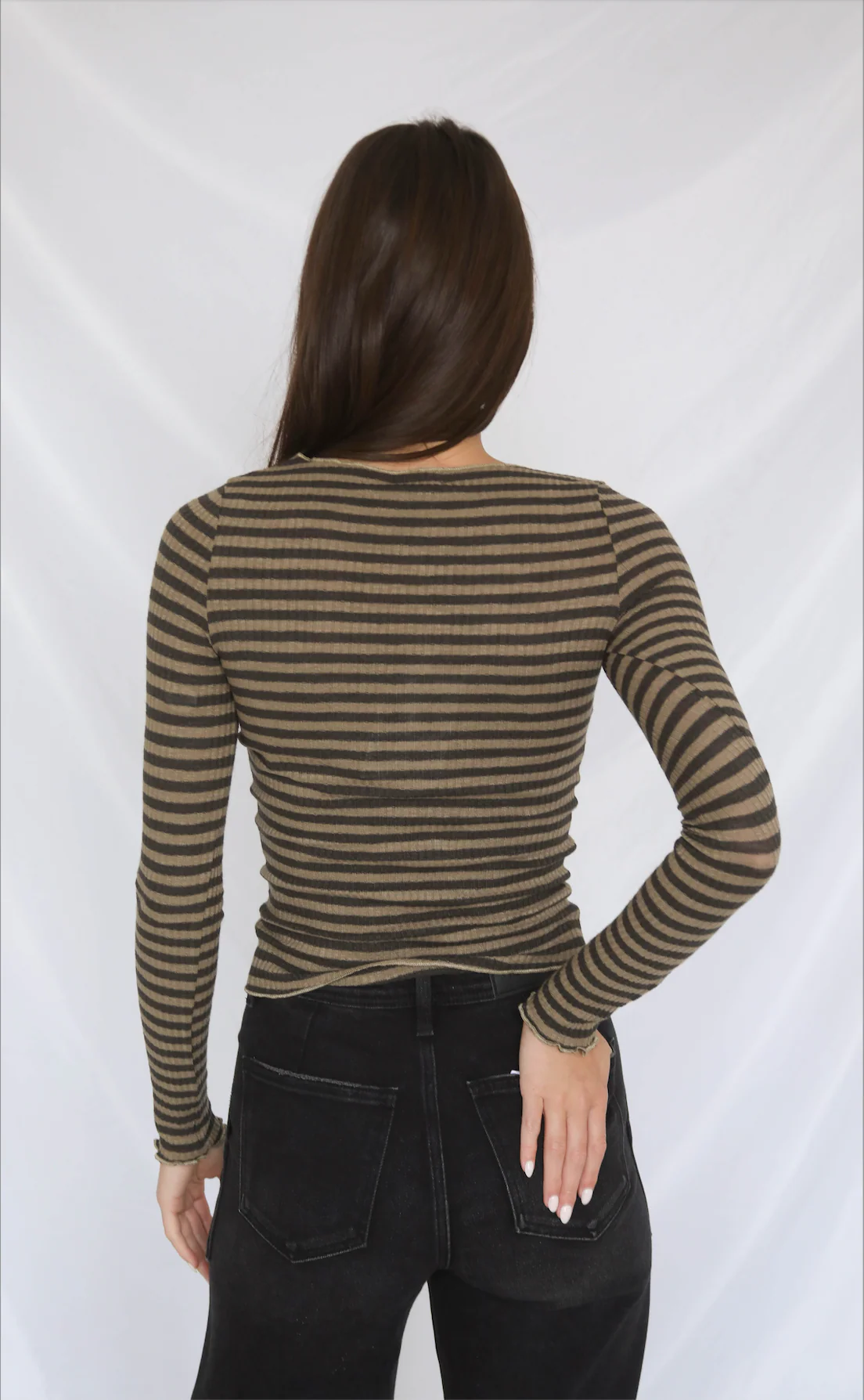 can't shake you stripe top - tan - Image 3
