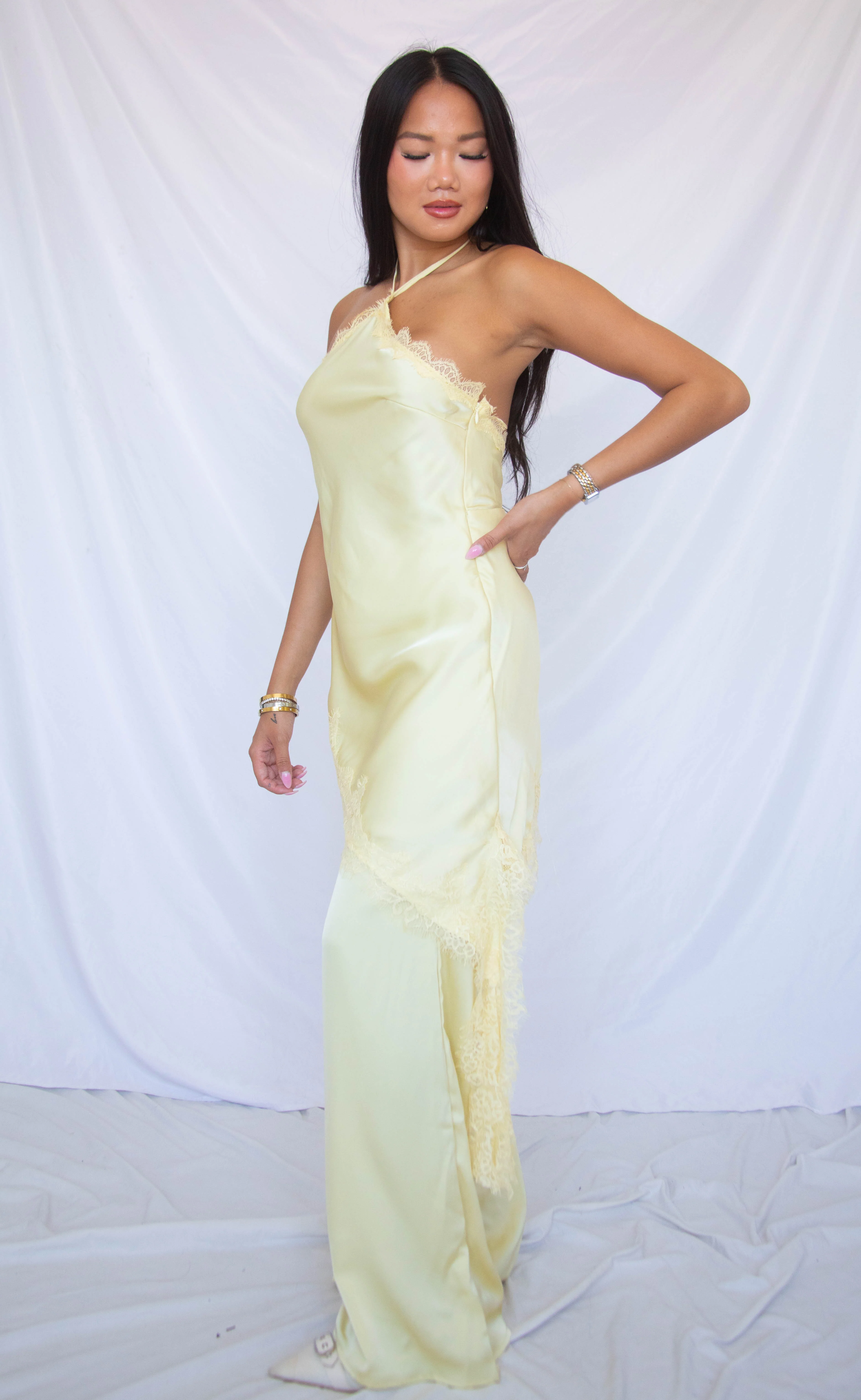 champagne toast satin halter jumpsuit - Image 3