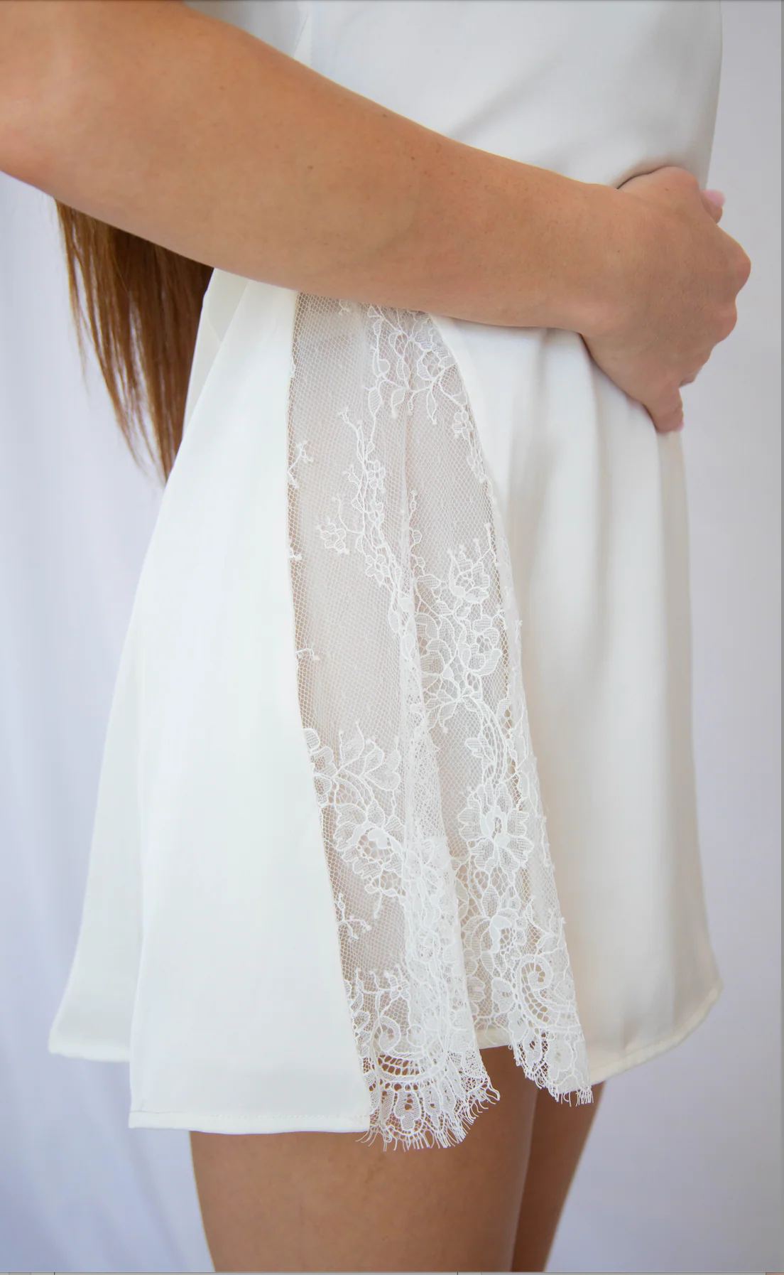contrast lace mini dress - white - Image 3