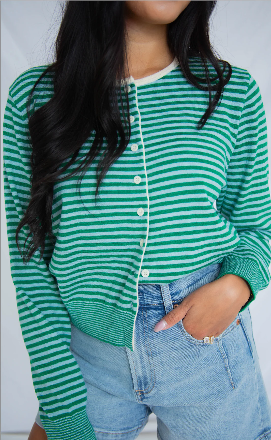 crisp lines cardigan - green - Image 2