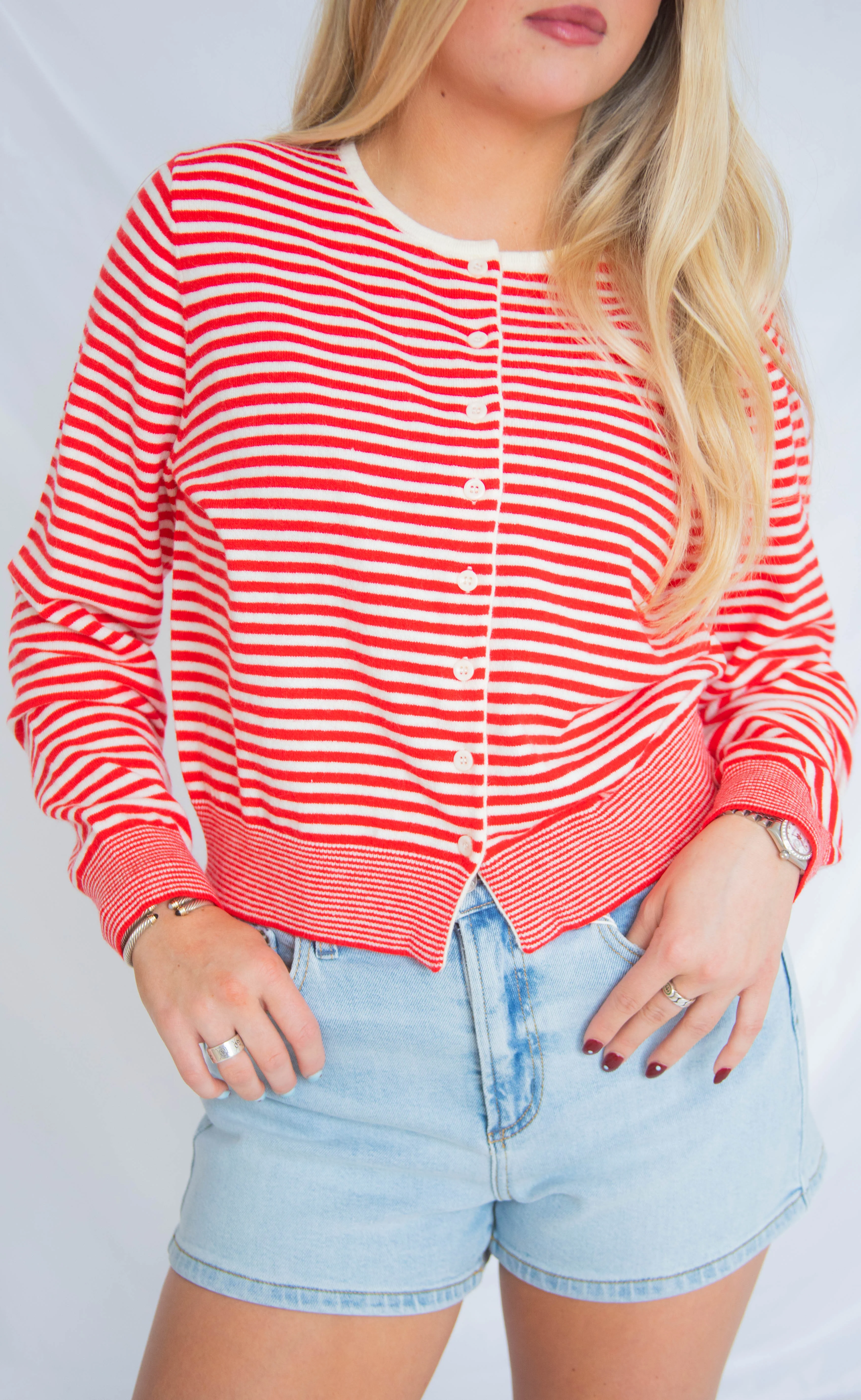 crisp lines cardigan - red - Image 2