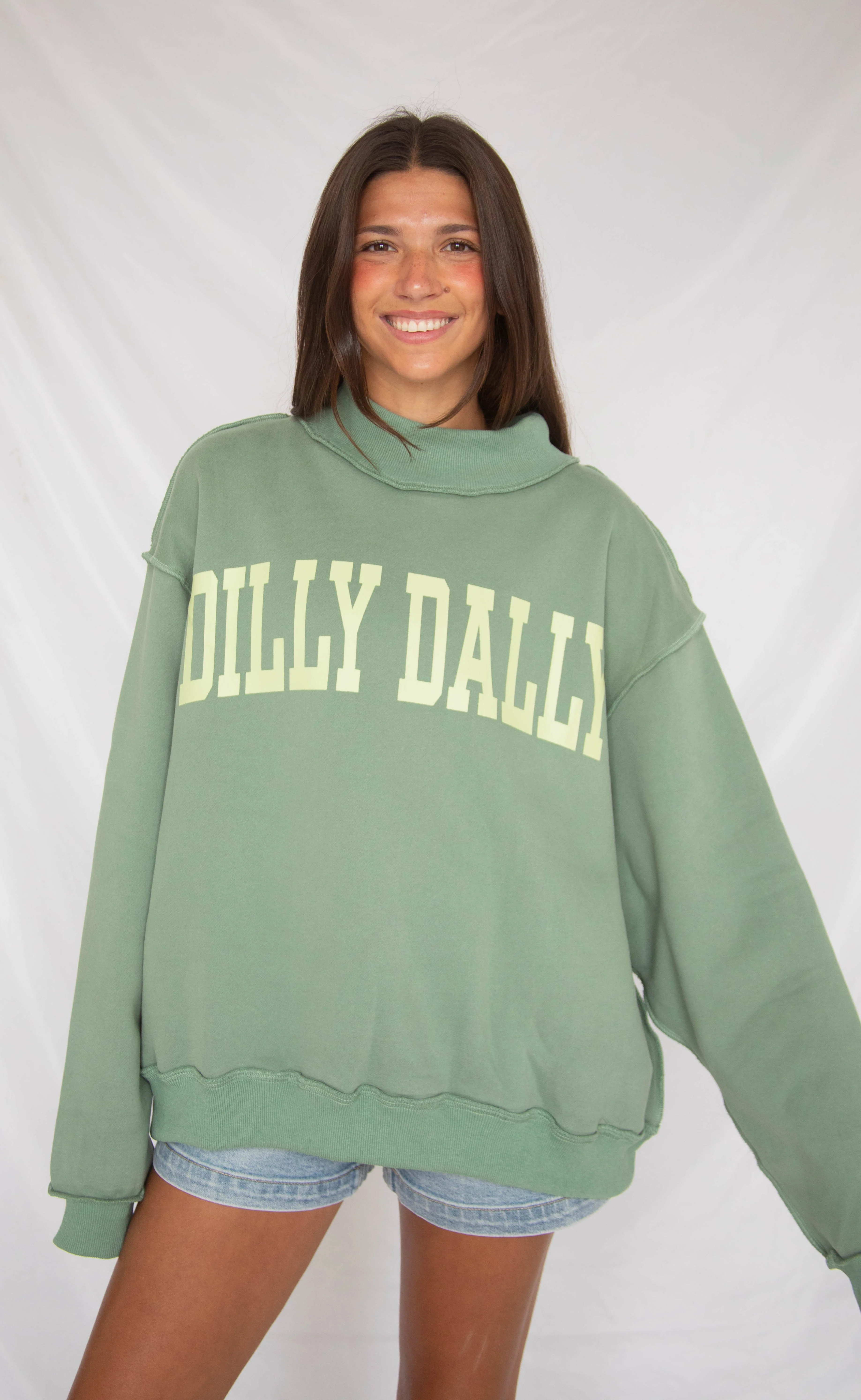 dilly dally mock neck sweatshirt - green