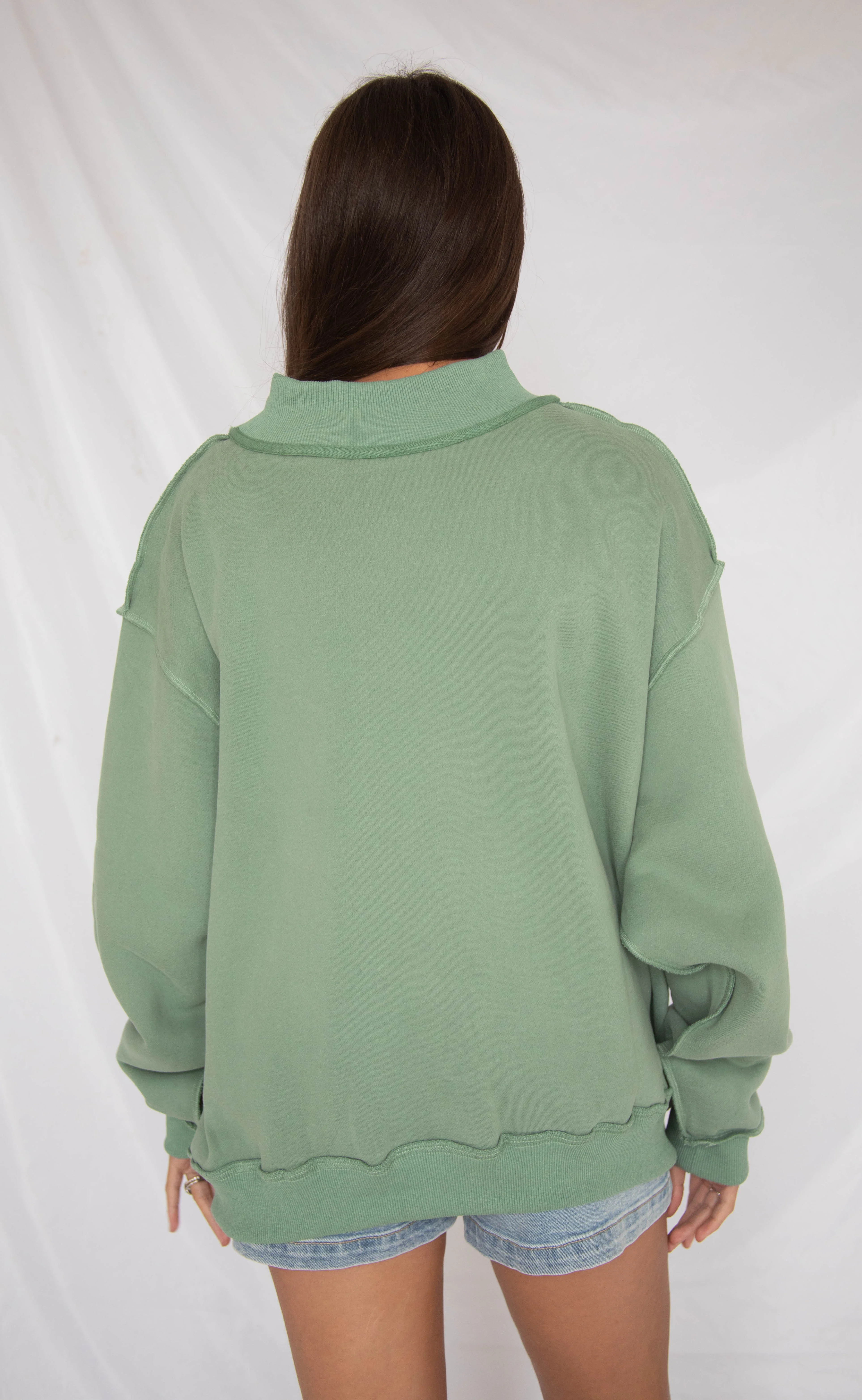 dilly dally mock neck sweatshirt - green - Image 3