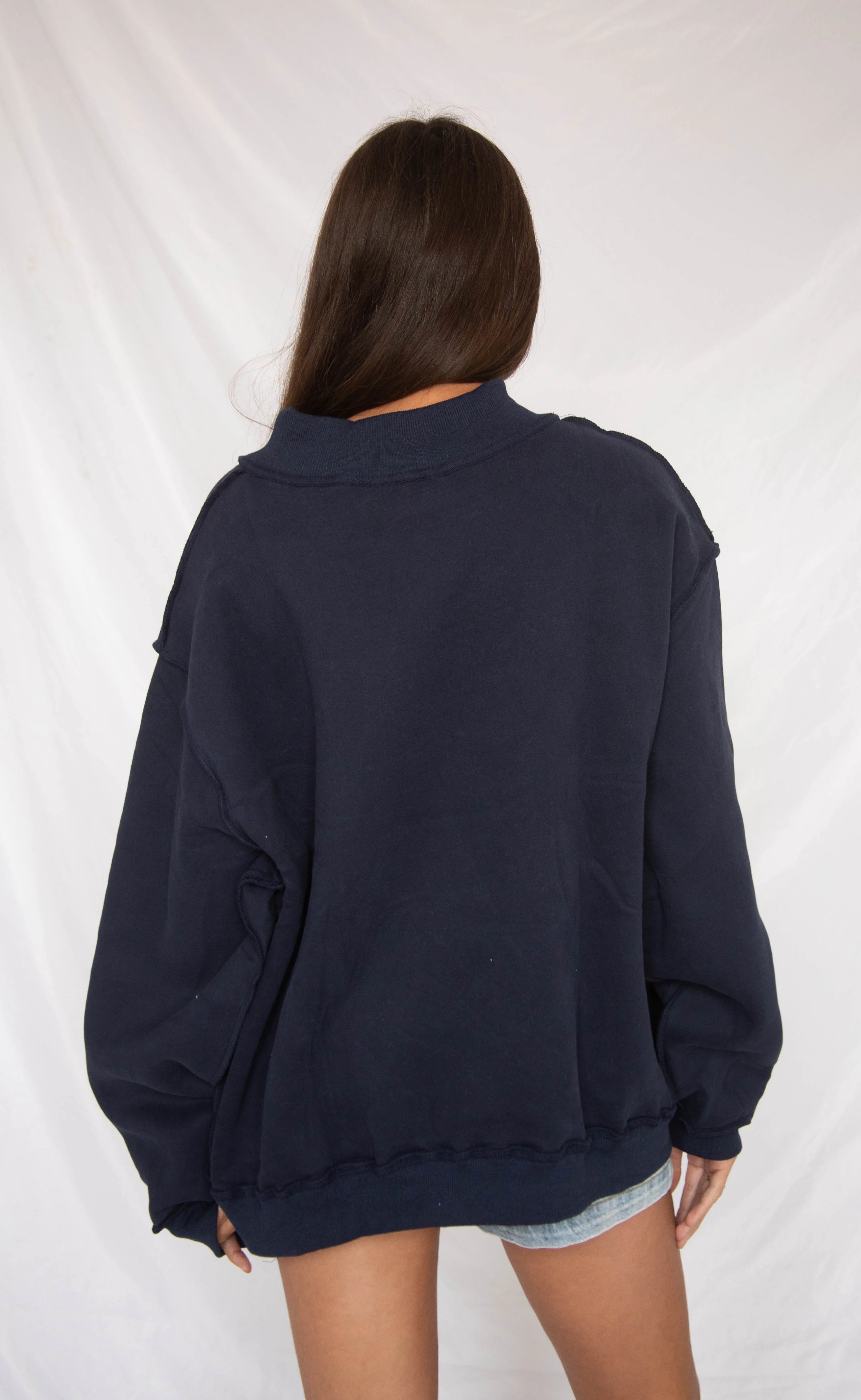 dilly dally mock neck sweatshirt - navy - Image 3