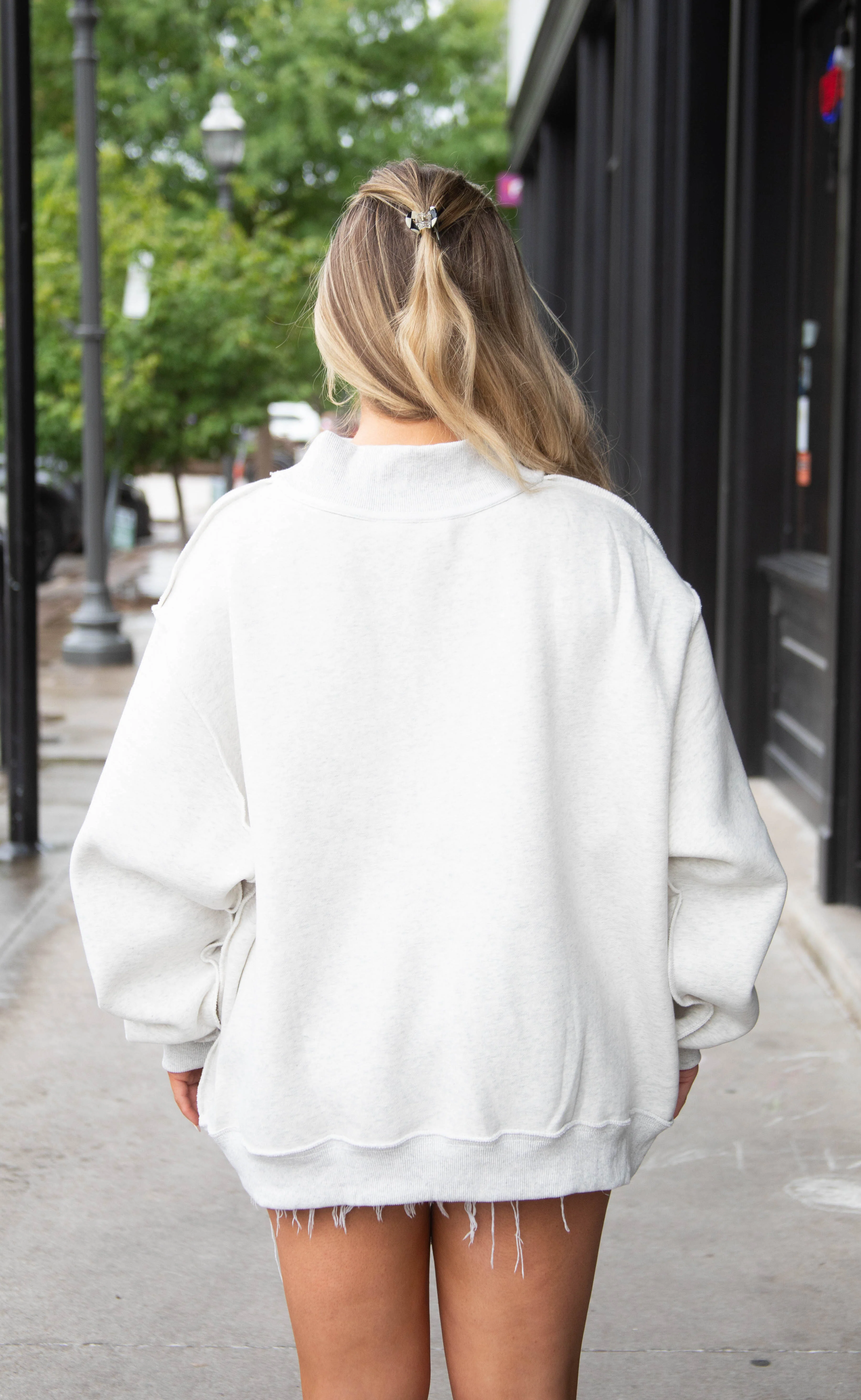arkansas embroidered mock neck - grey - Image 4