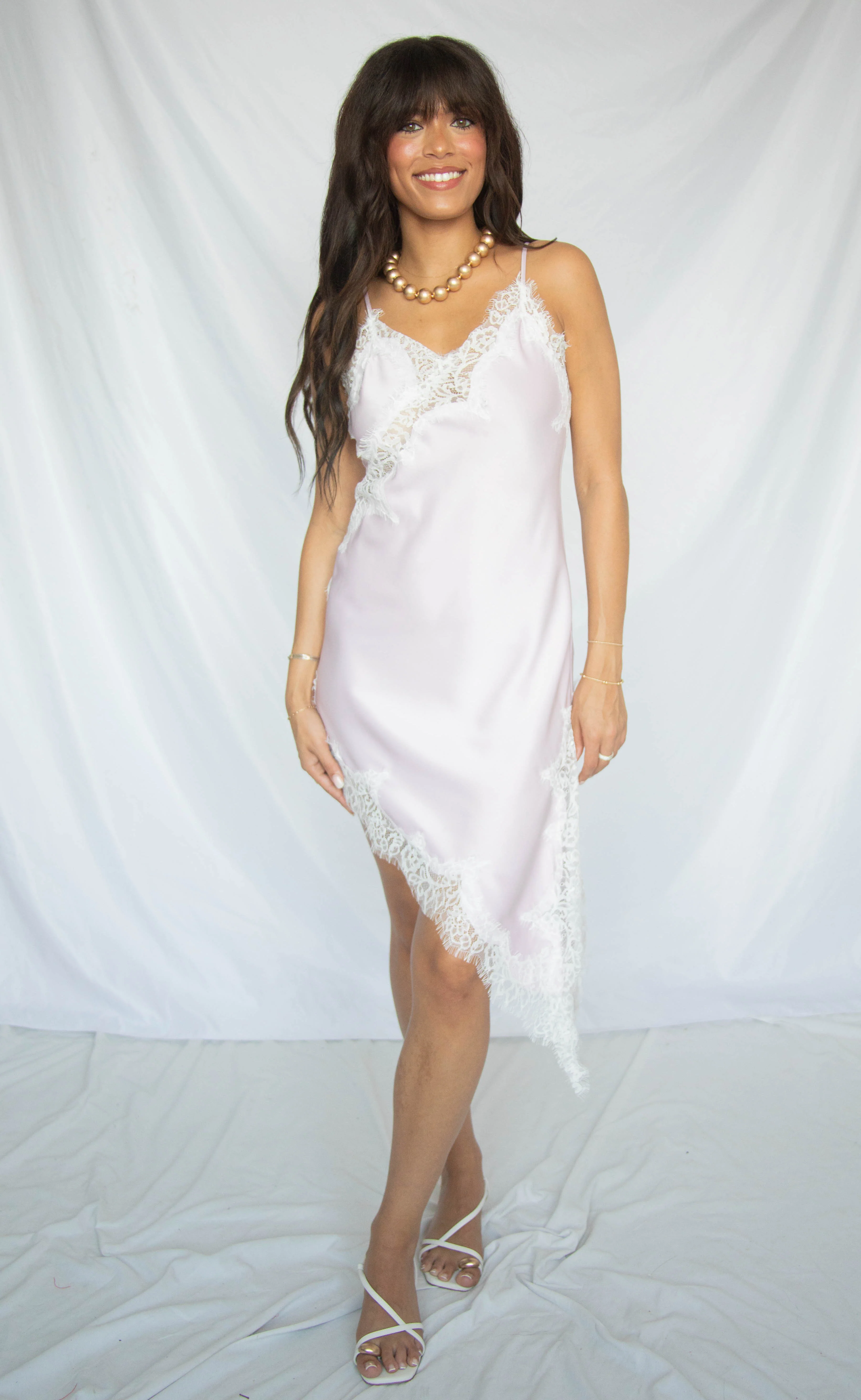 enchanted lace slip mini dress