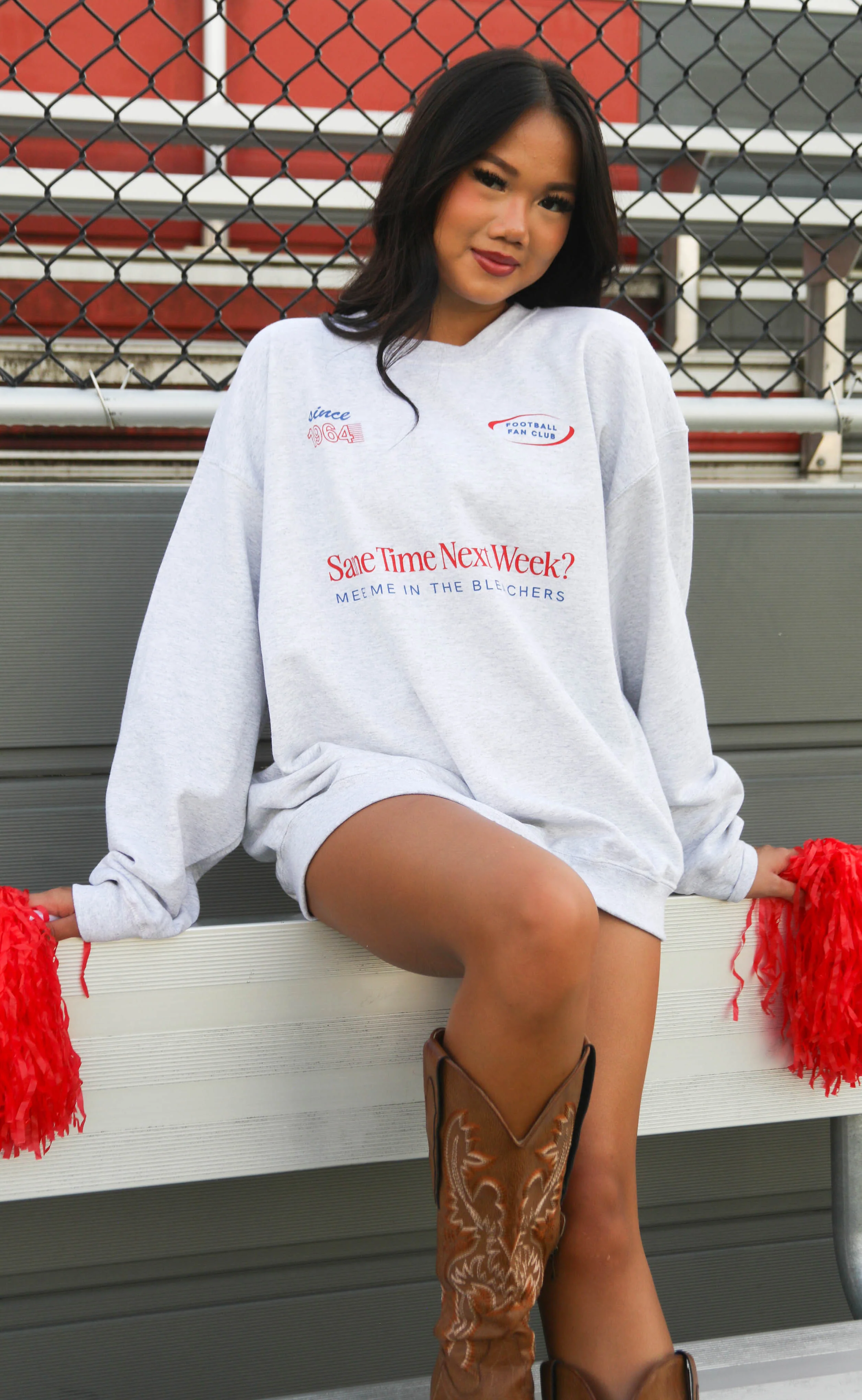 friday + saturday: meet me in the bleachers sweatshirt - grey - Image 6