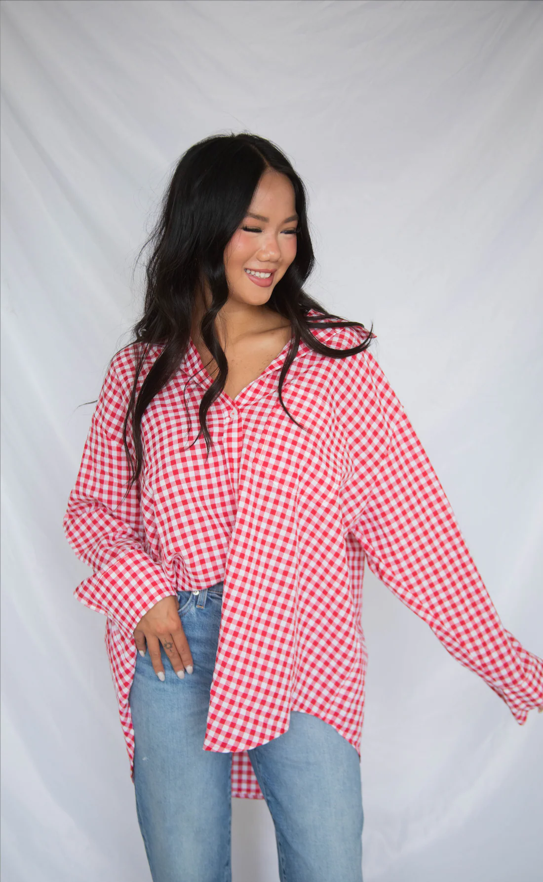 going gingham button down - red - Image 2