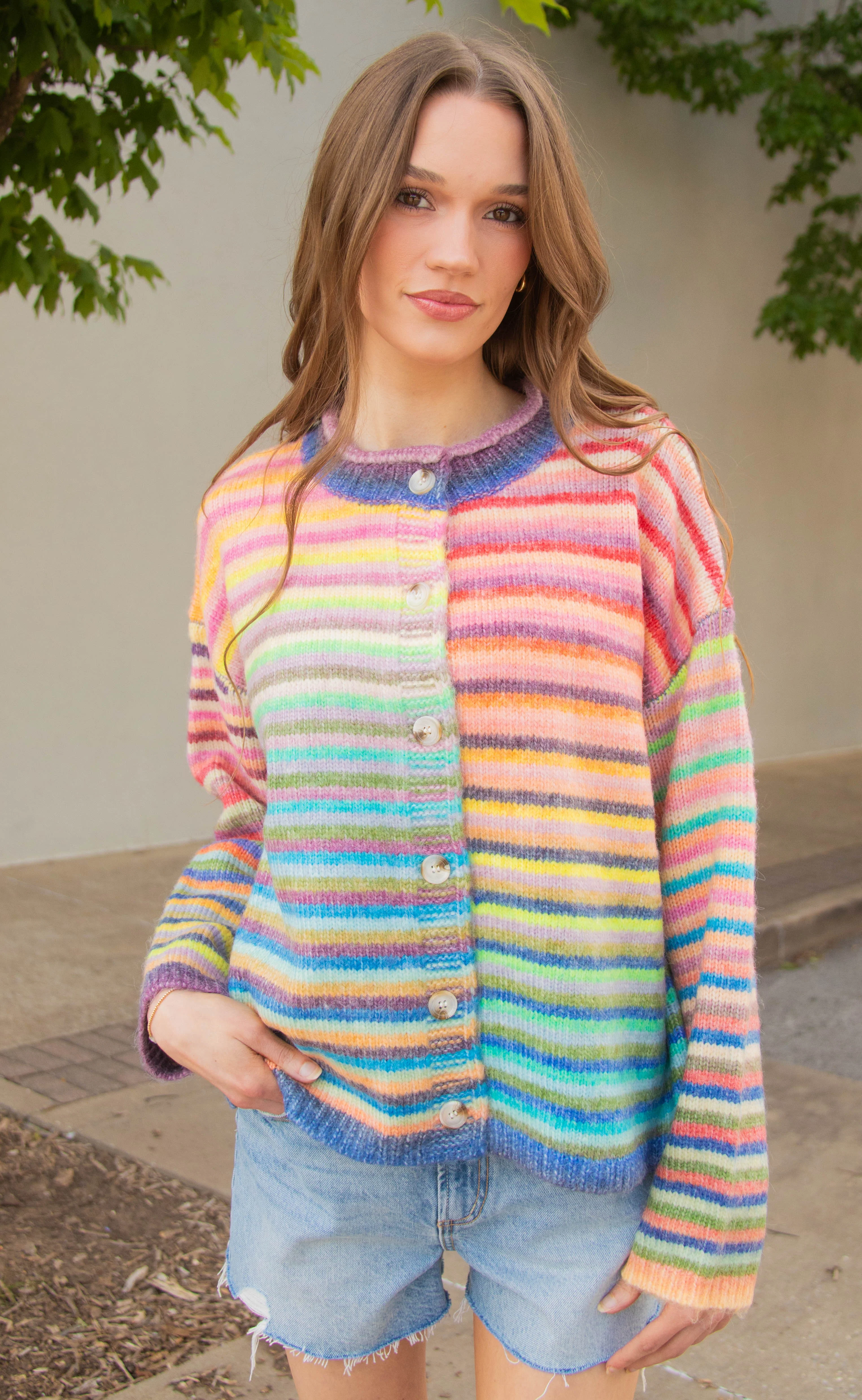in the clouds striped cardigan - sky purple - Image 2