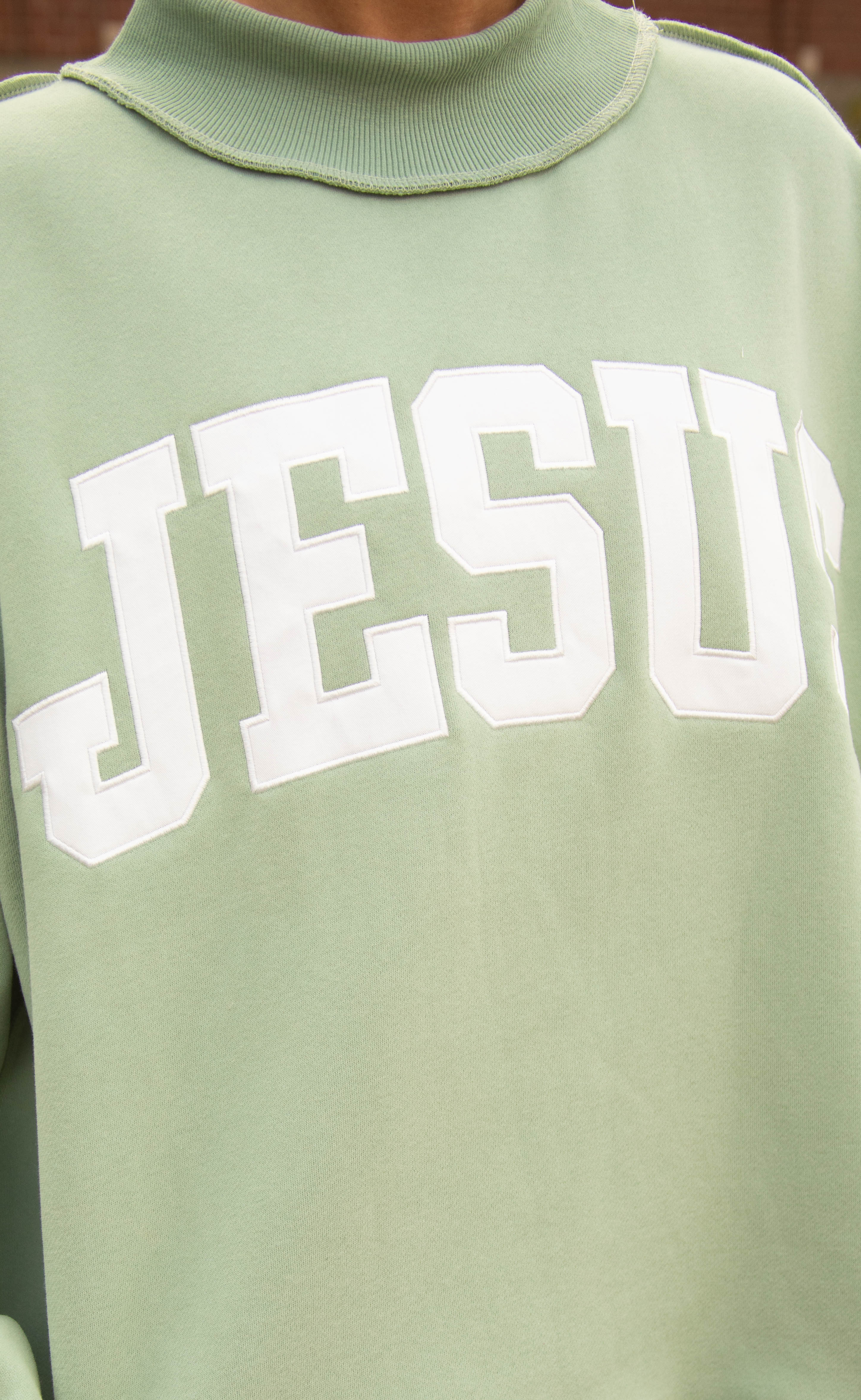 Jesus embroidered mock neck - Image 3