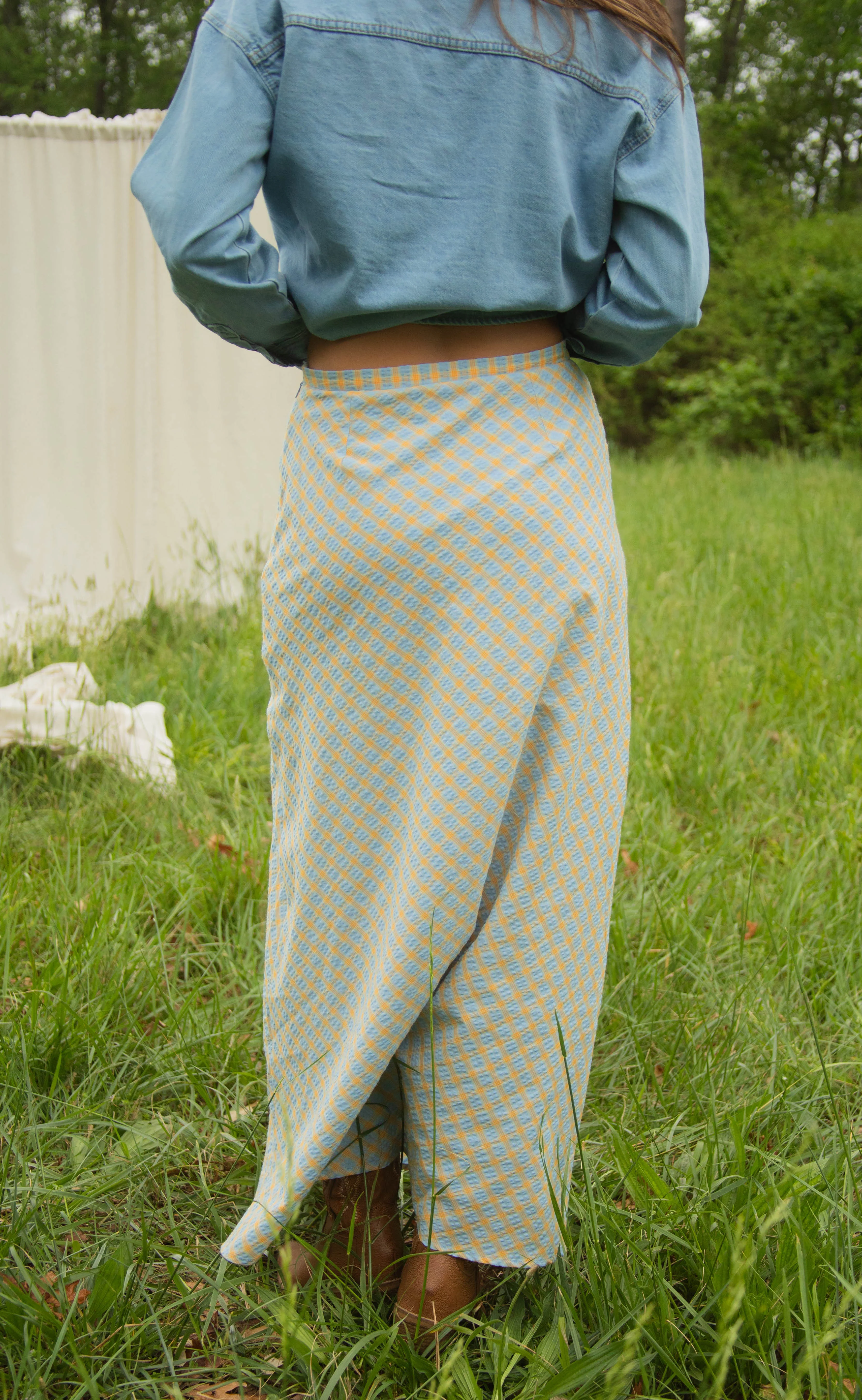 no blues gingham maxi skirt - Image 2