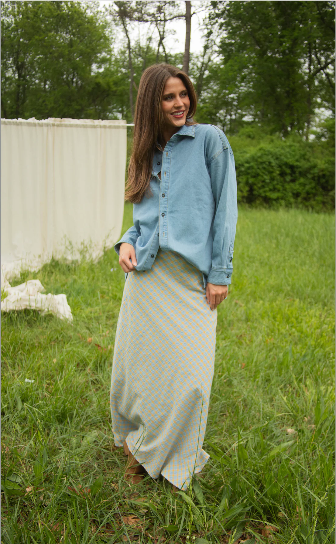 no blues gingham maxi skirt - Image 3