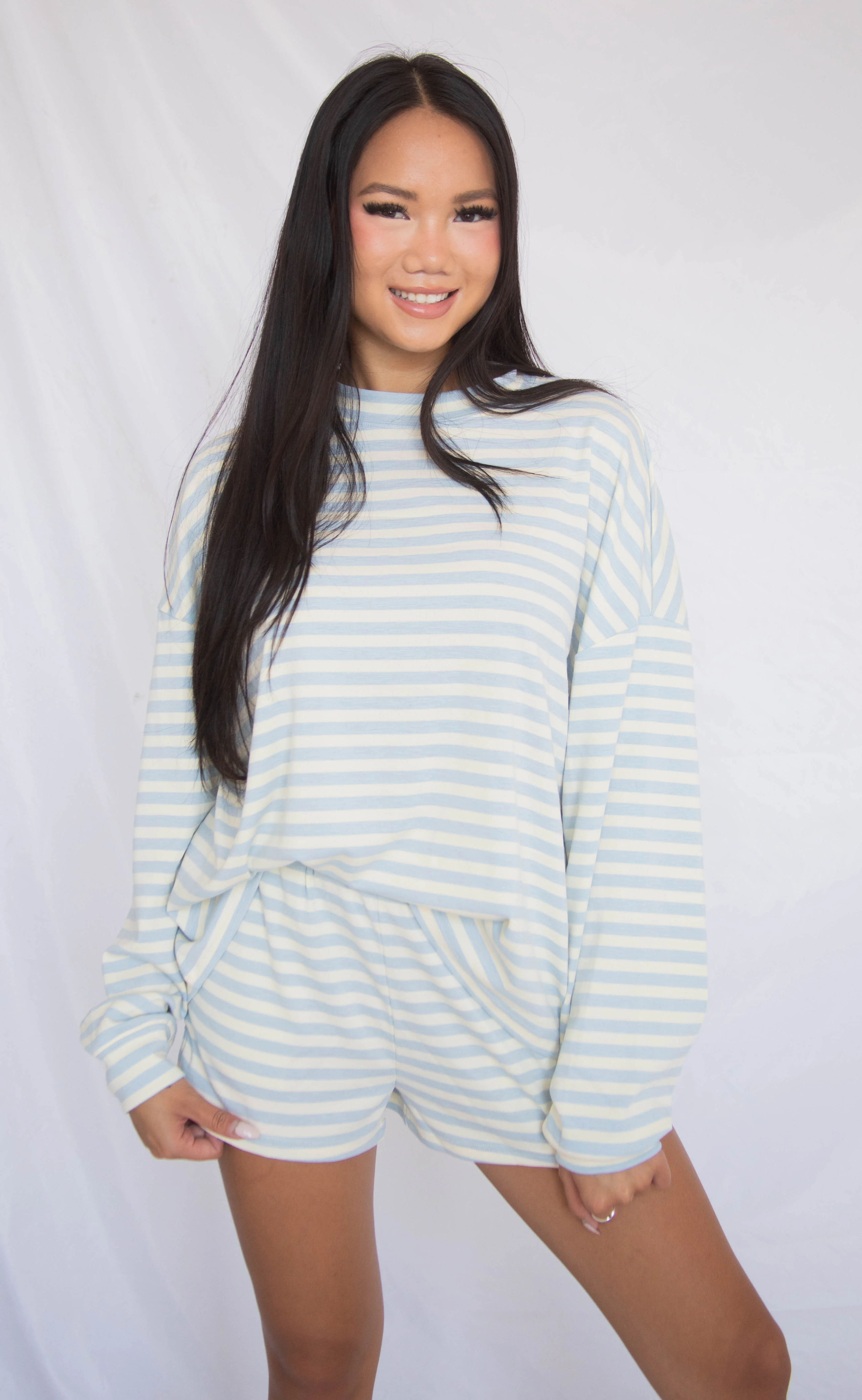 not over you striped set - blue
