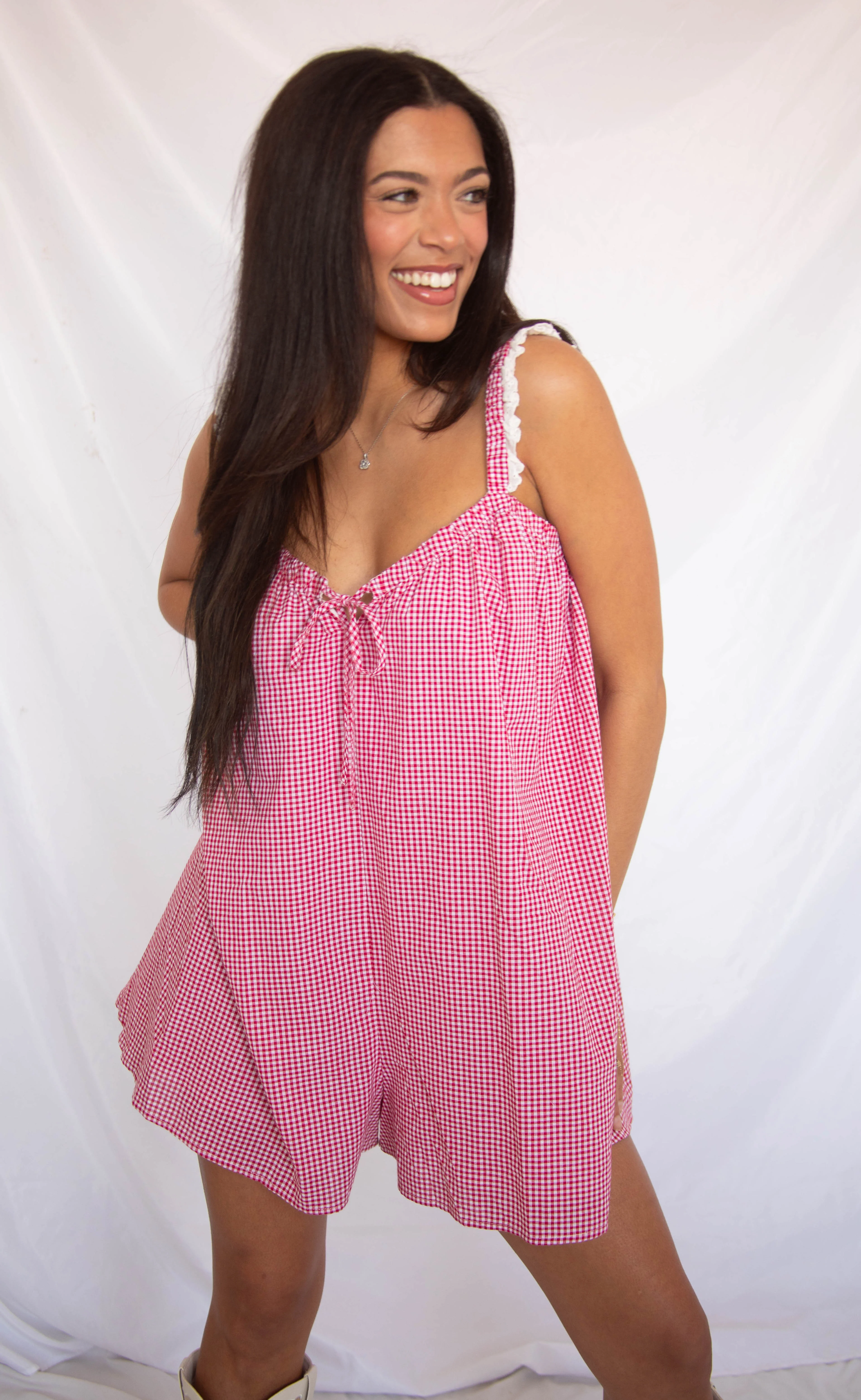 nothing on you gingham romper - Image 2