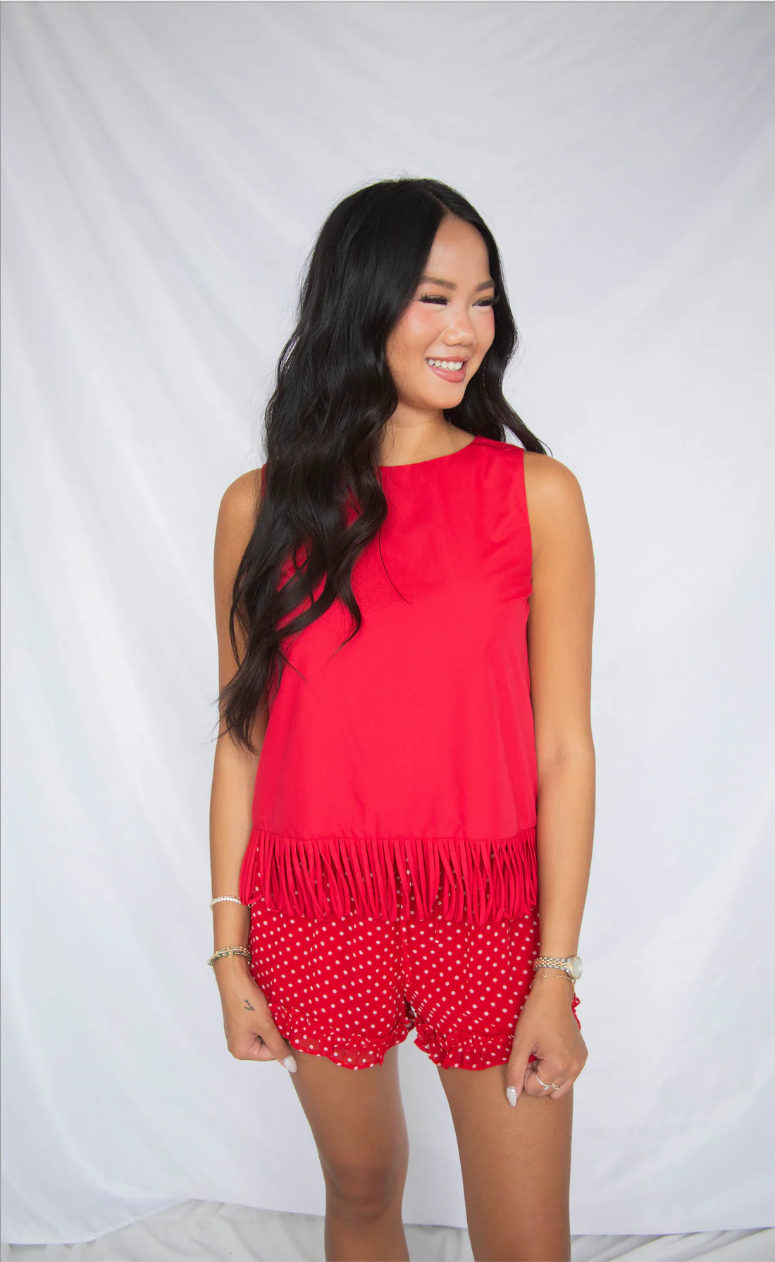 on the other side fringe hem top - Image 2