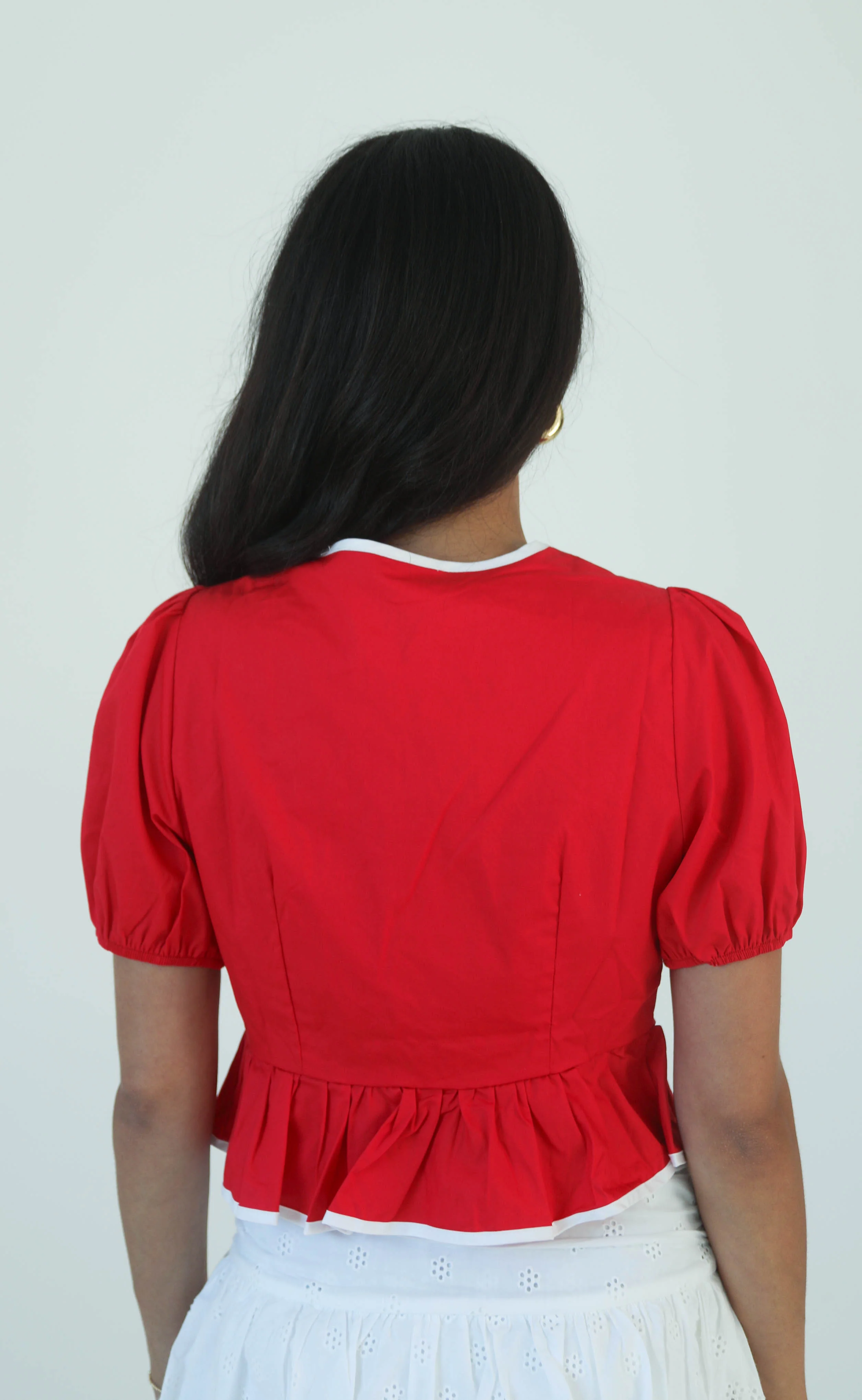puff piece tie front top - Image 3