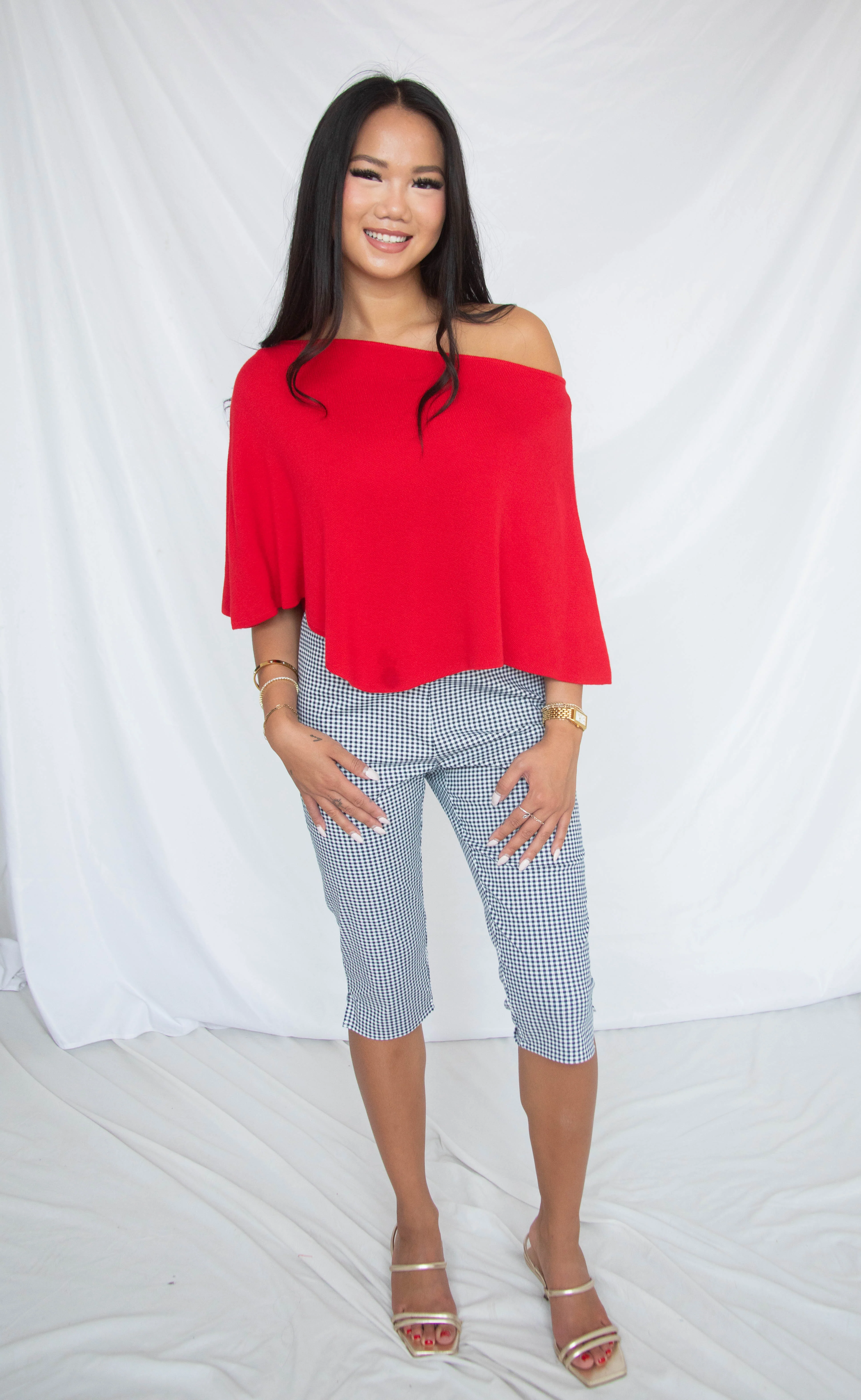 seeing red poncho knit top - Image 2
