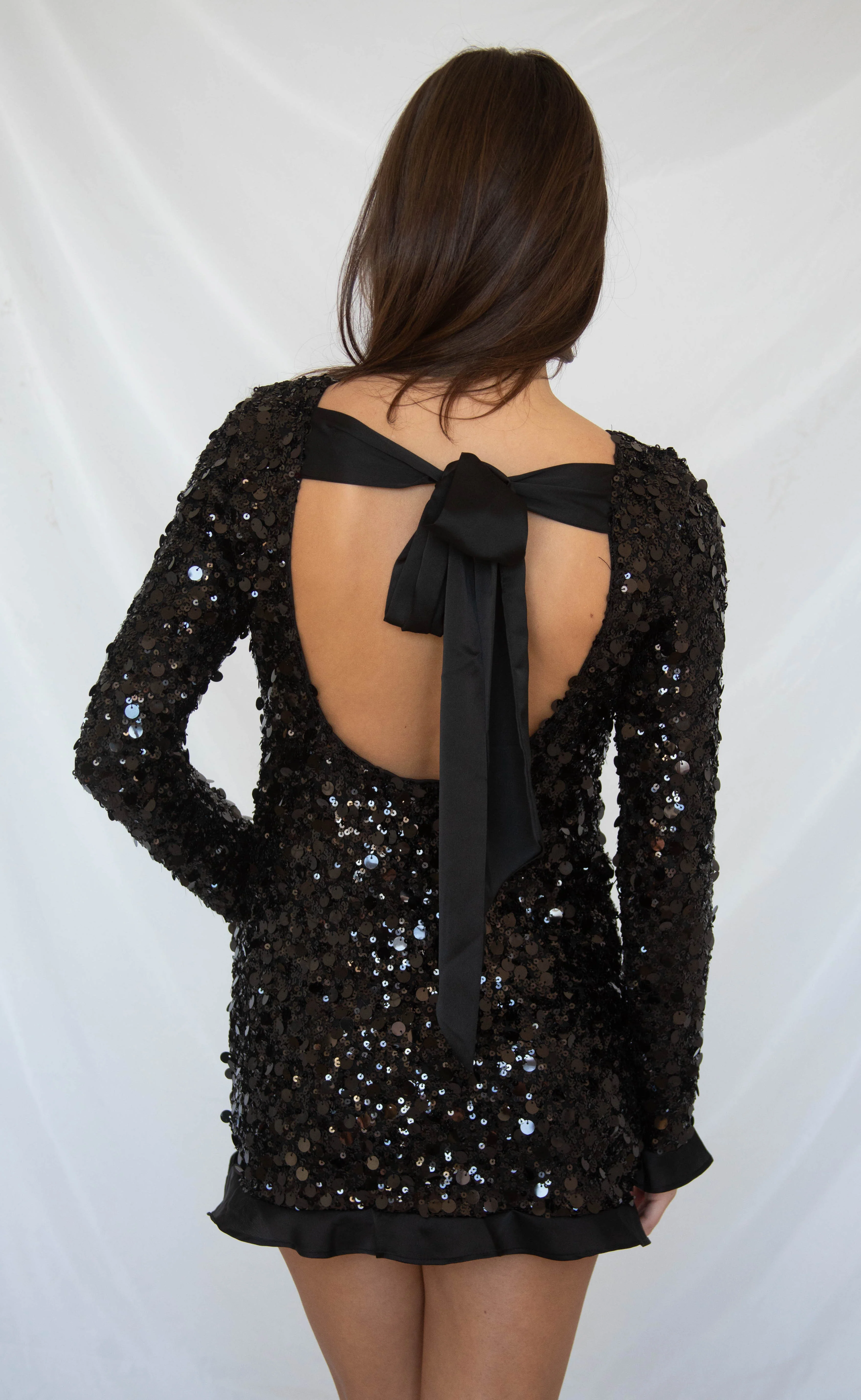 show me your mumu: maddison ruffle dress - black metallic sequins - Image 3