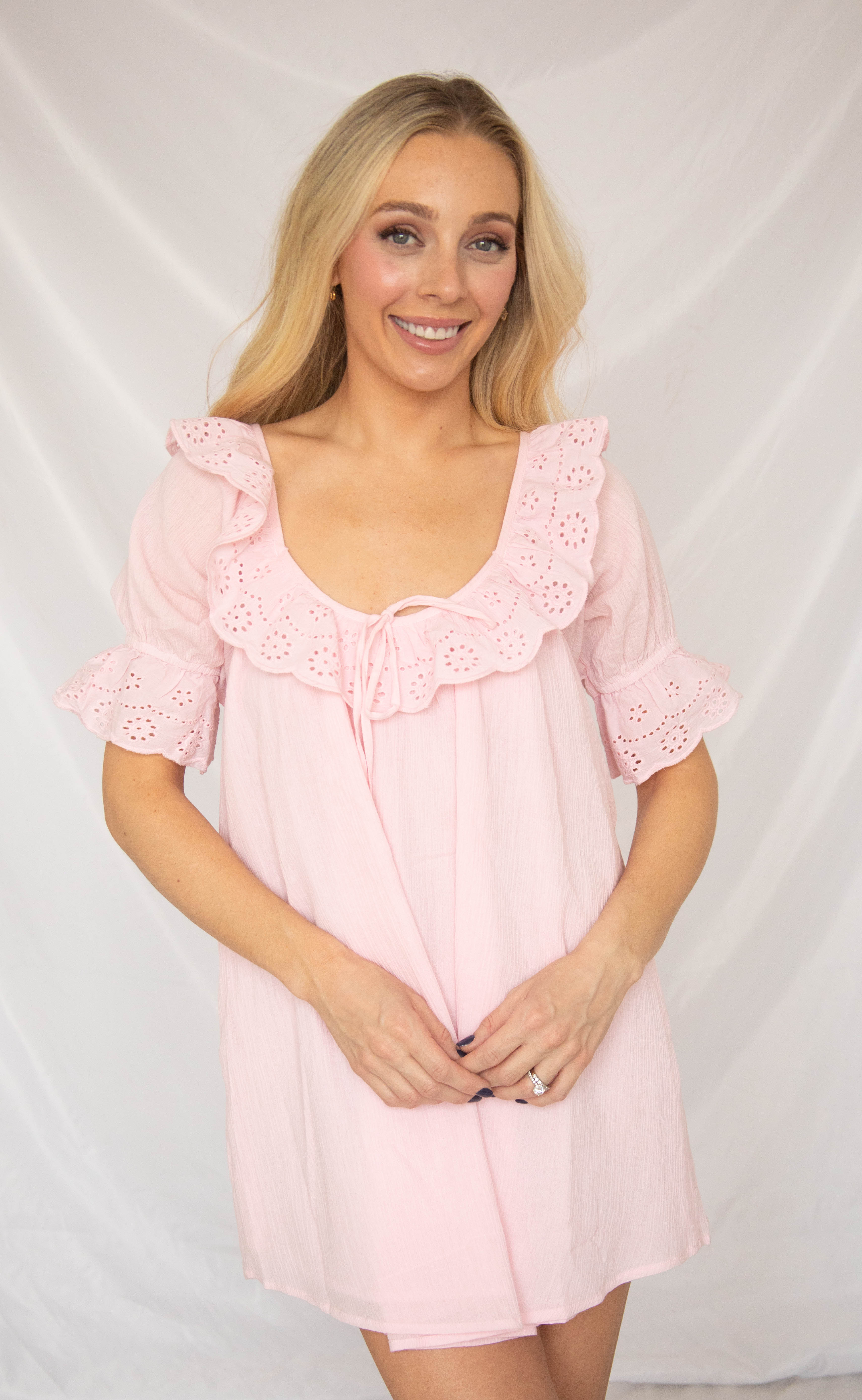 show me your mumu: toulouse dress - pink eyelet - Image 2