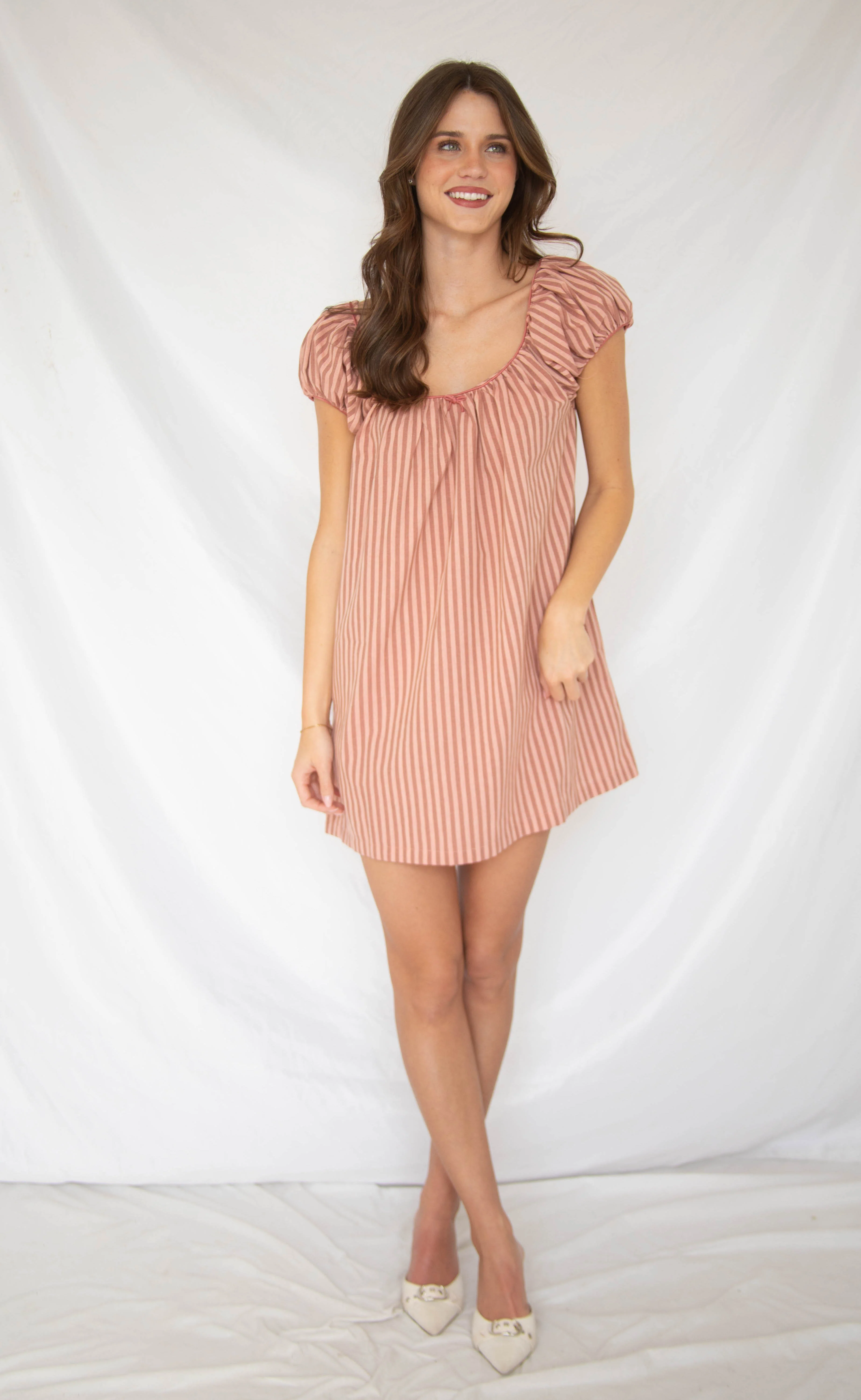 summer candy striped babydoll dress