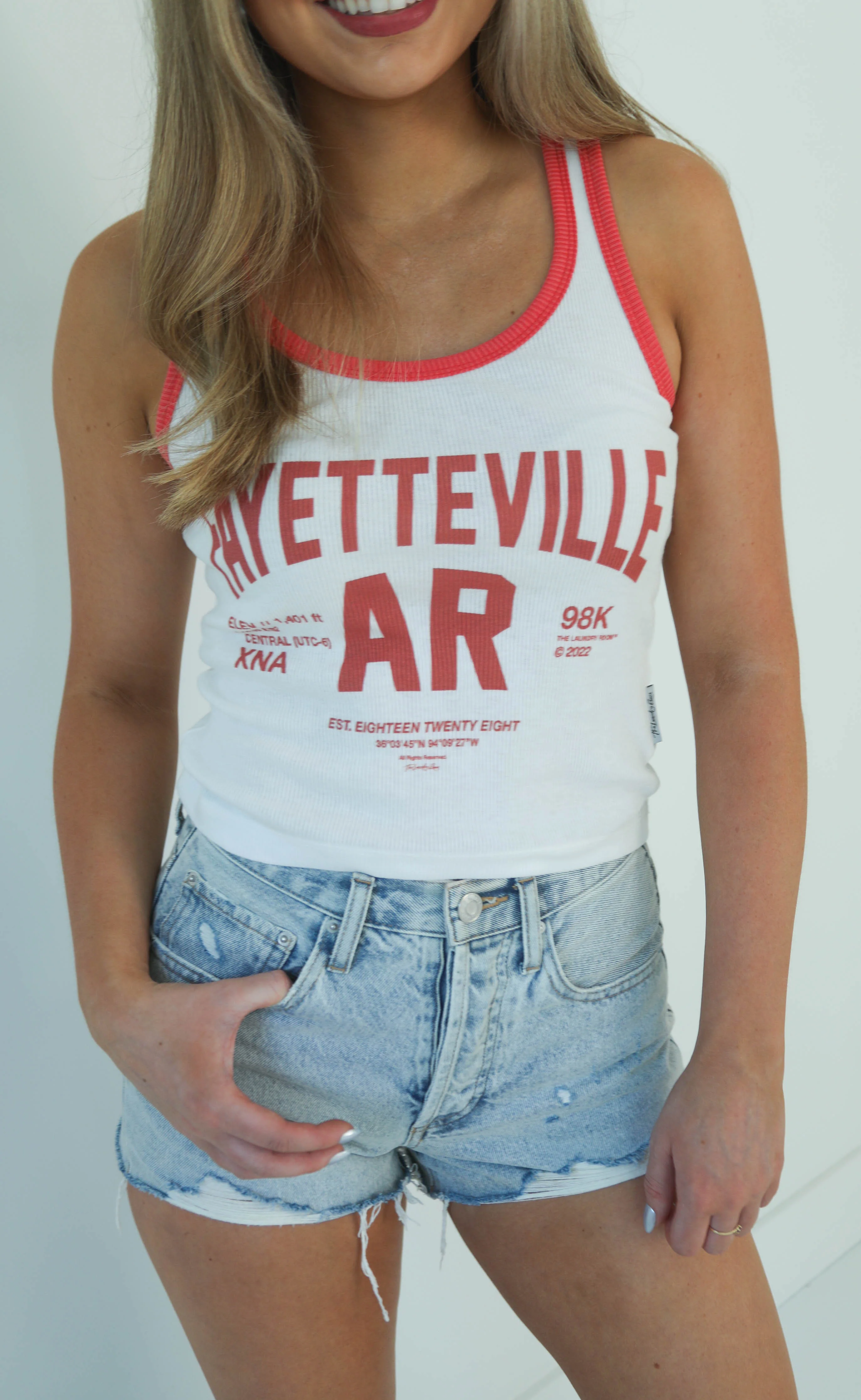 the laundry room: fayetteville tank - red / white - Image 2