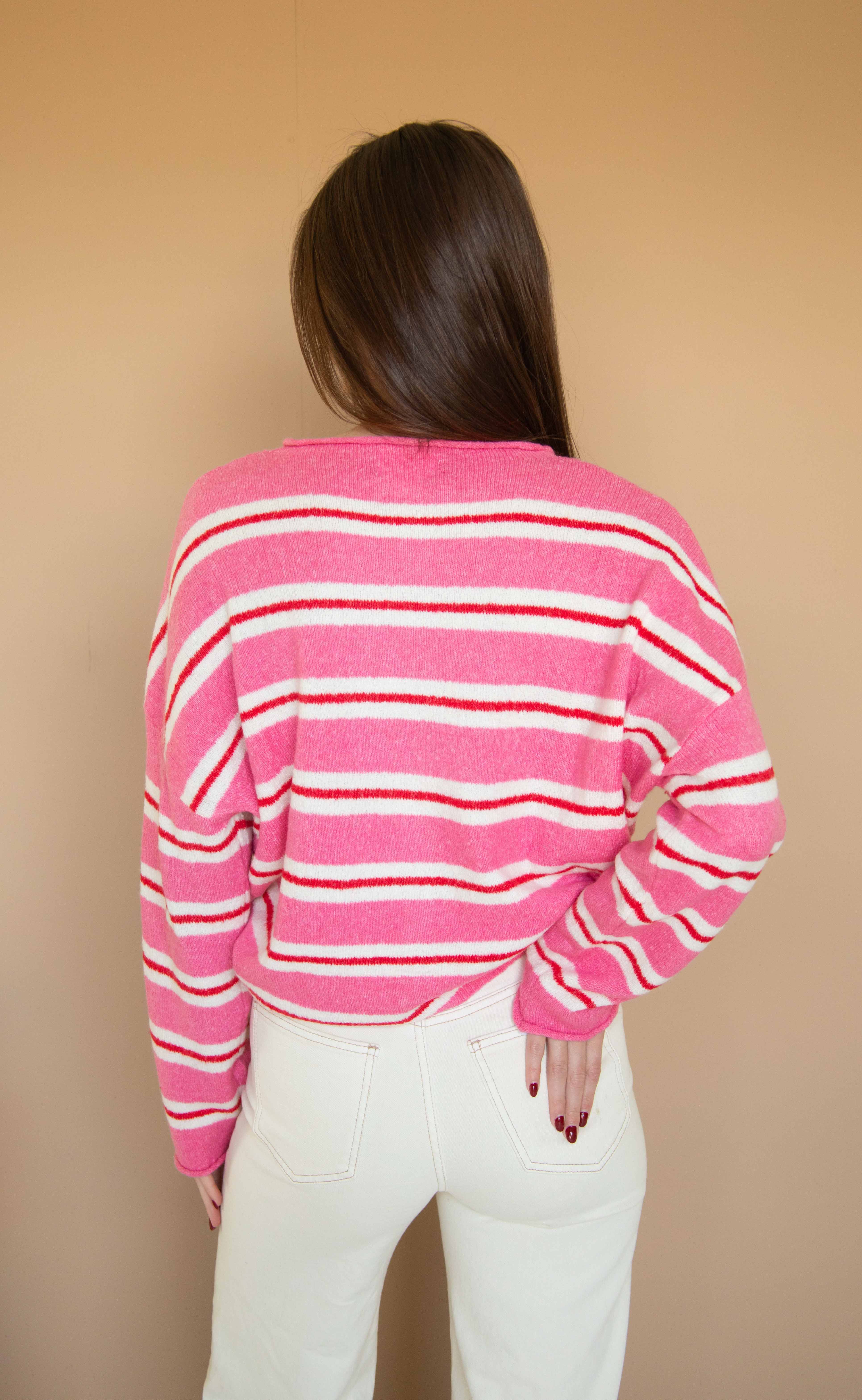the thought of you striped cardigan - rose - Image 3