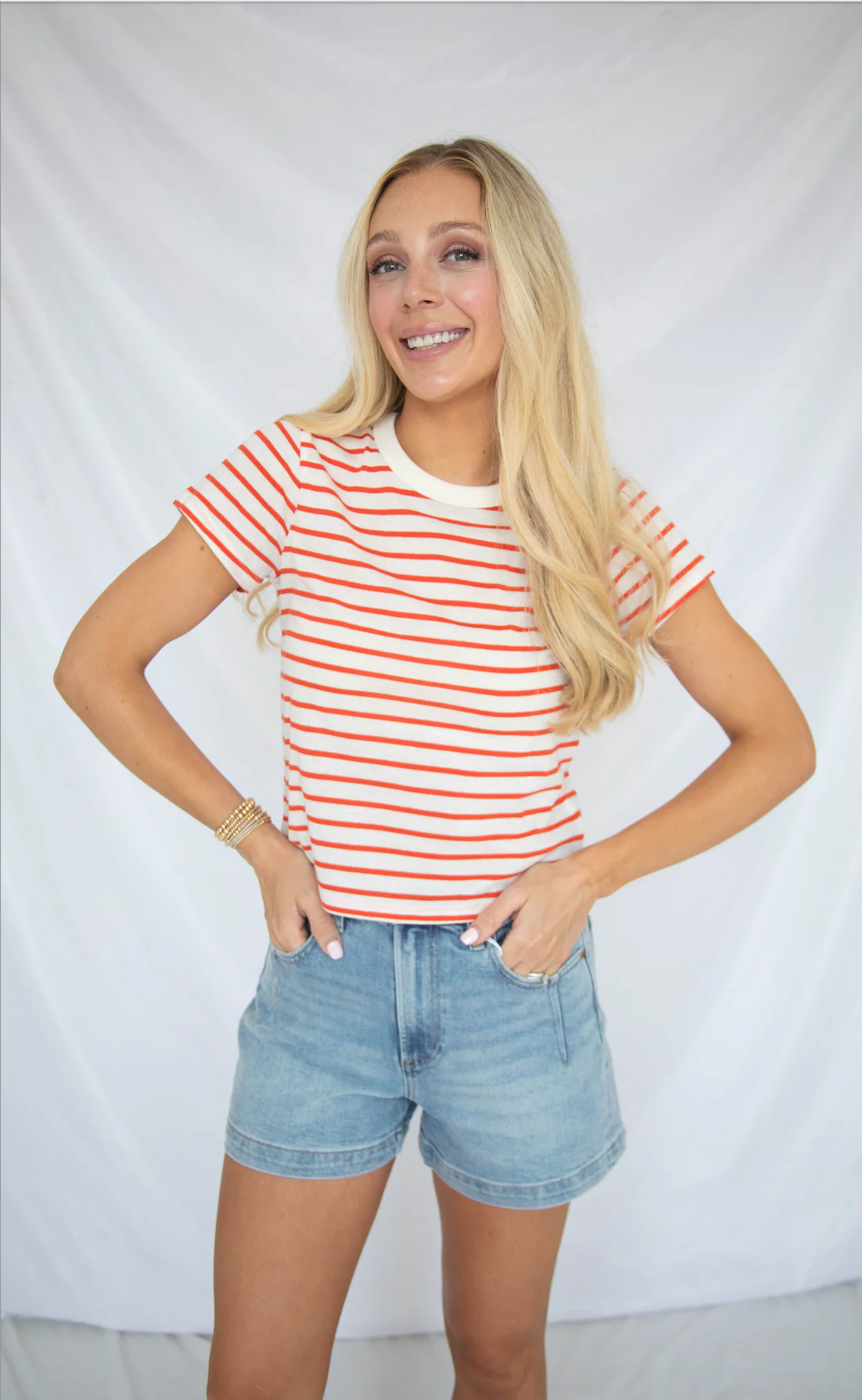 z supply: junie striped tee - lychee - Image 2